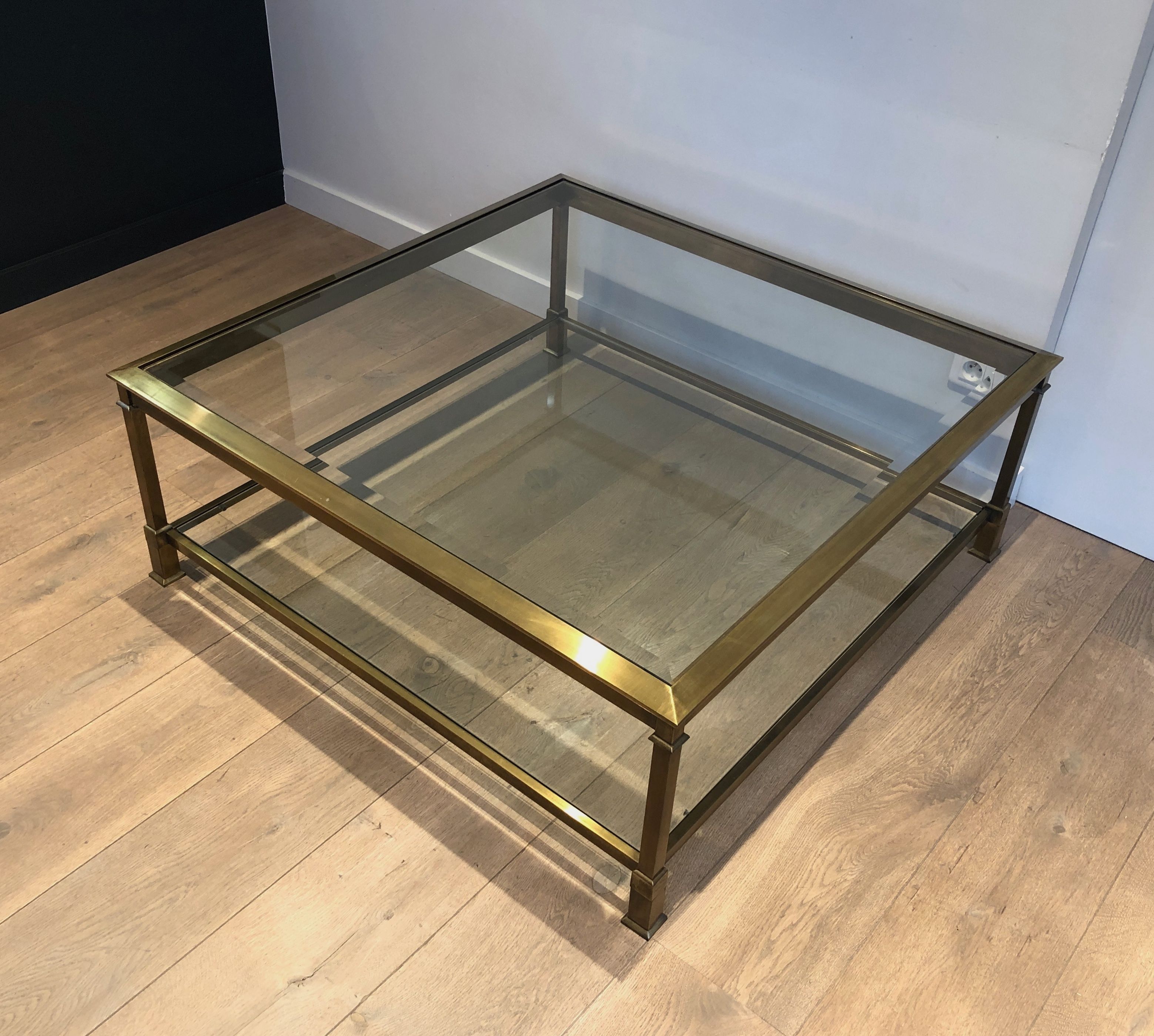 Gold Patinated Steel Square Coffee Table