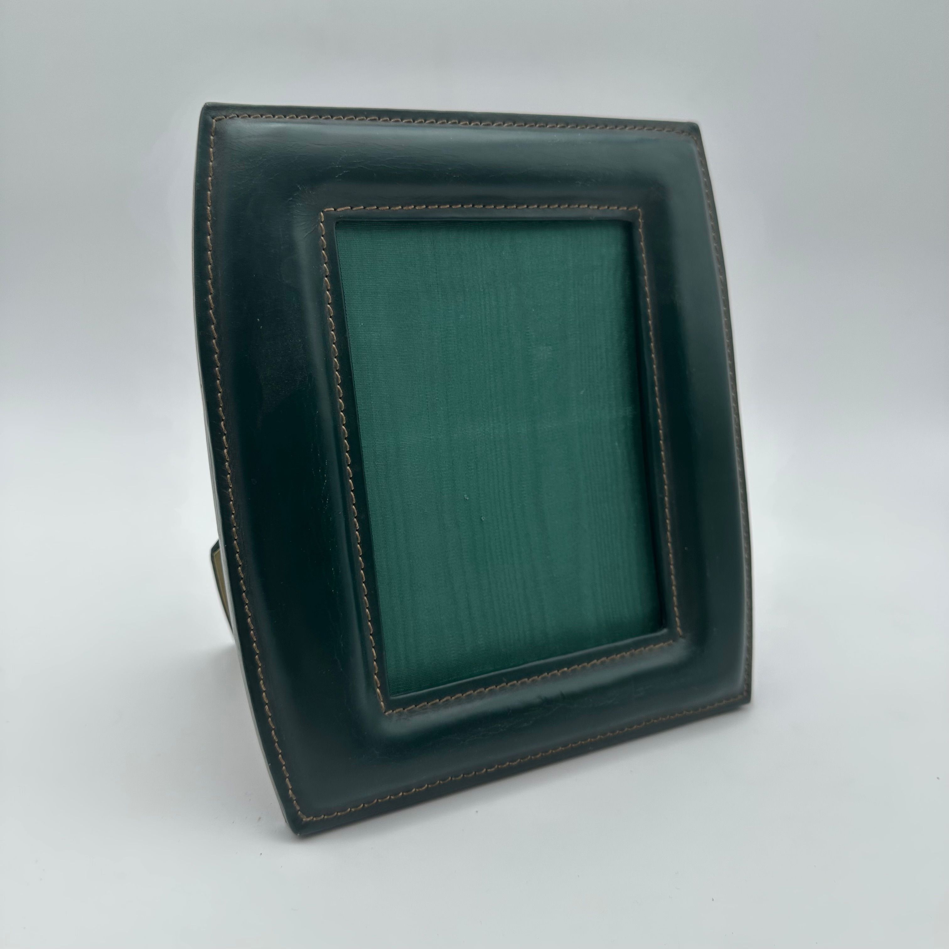 Green Leather Photo Frame – In the Style of Jacques Adnet, France, Circa 1950