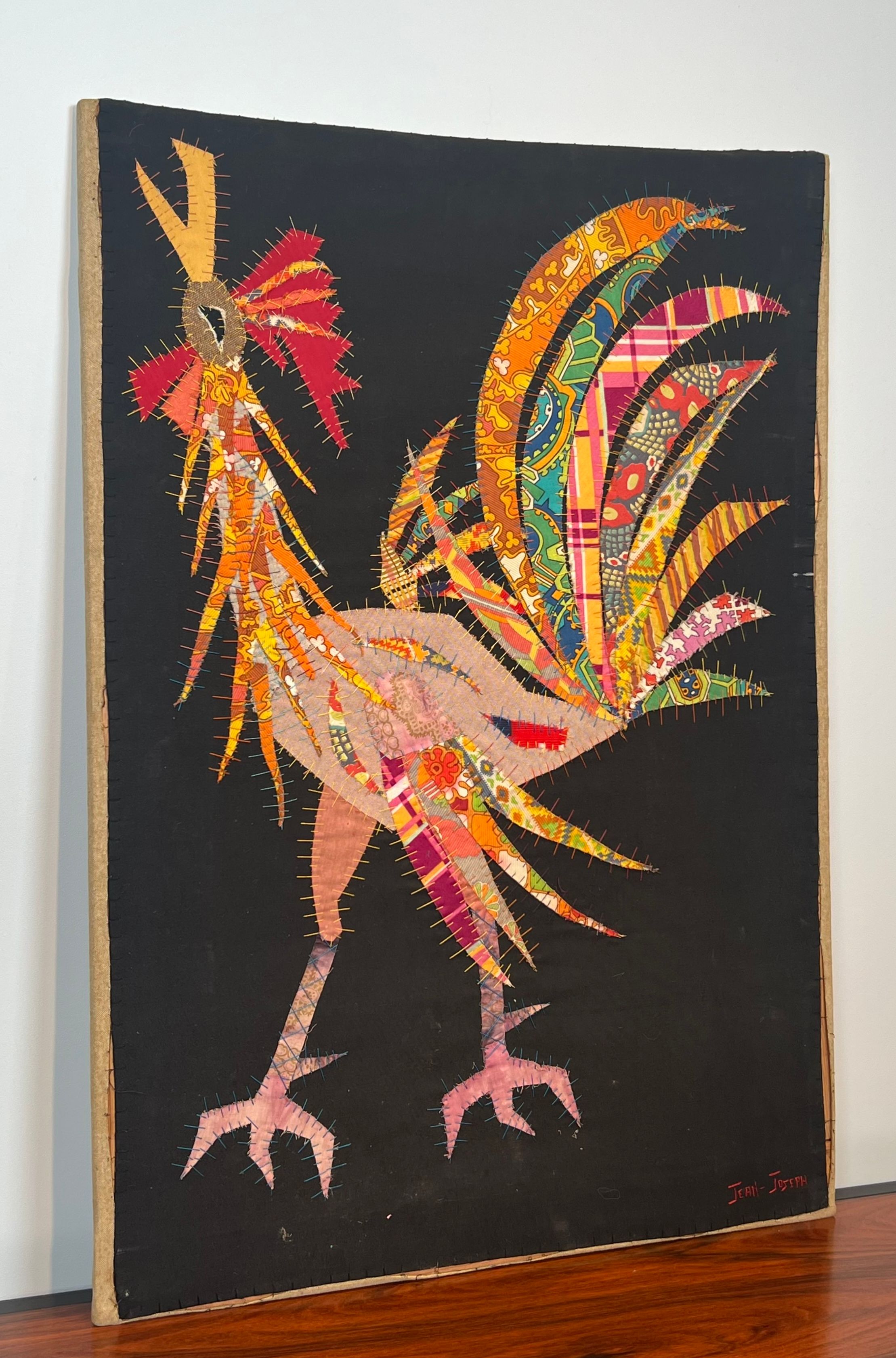 Patchwork Representing a Rooster Signed Jean Joseph