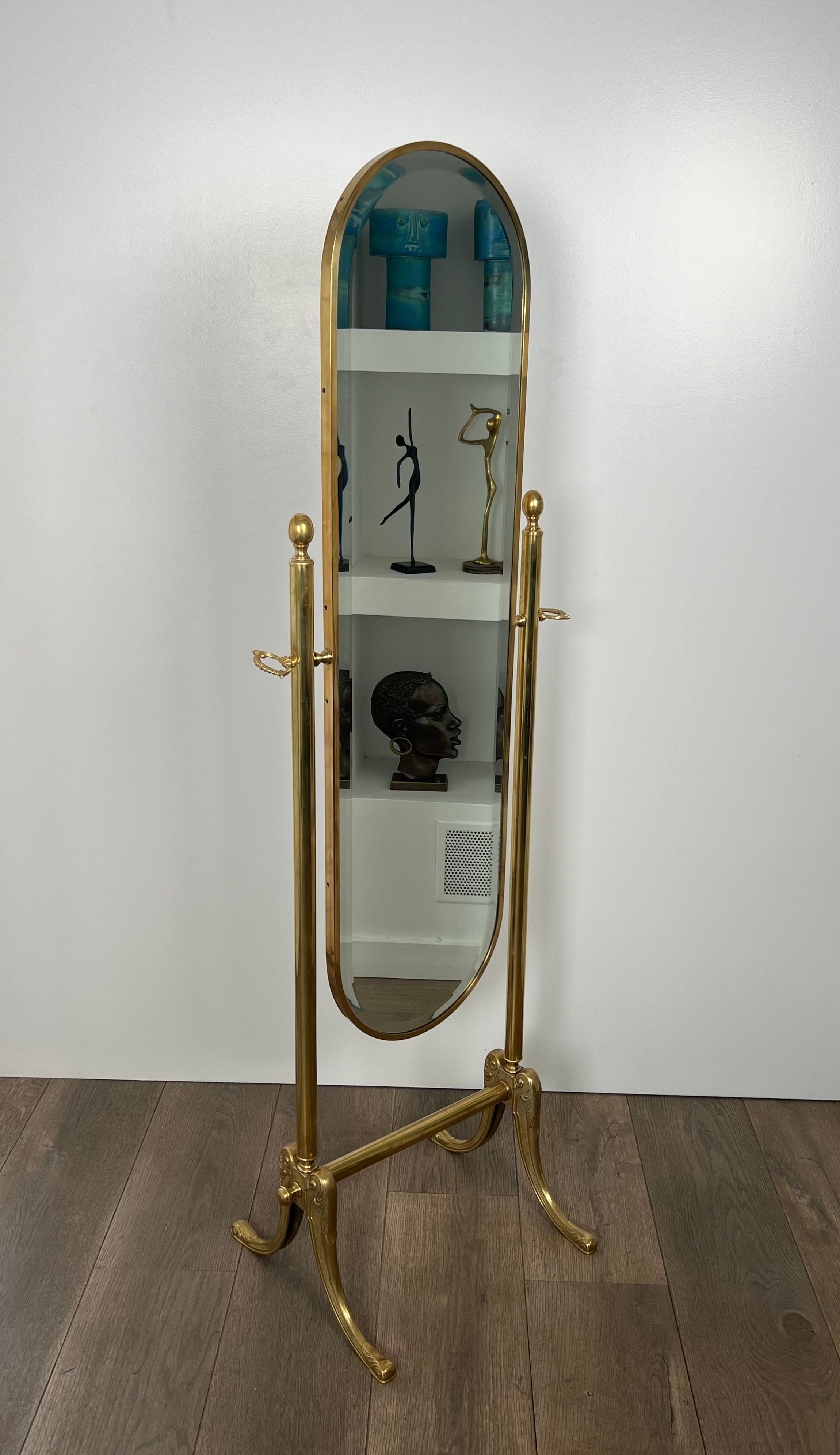 Miroir Psyché de Style Néoclassique en Laiton
