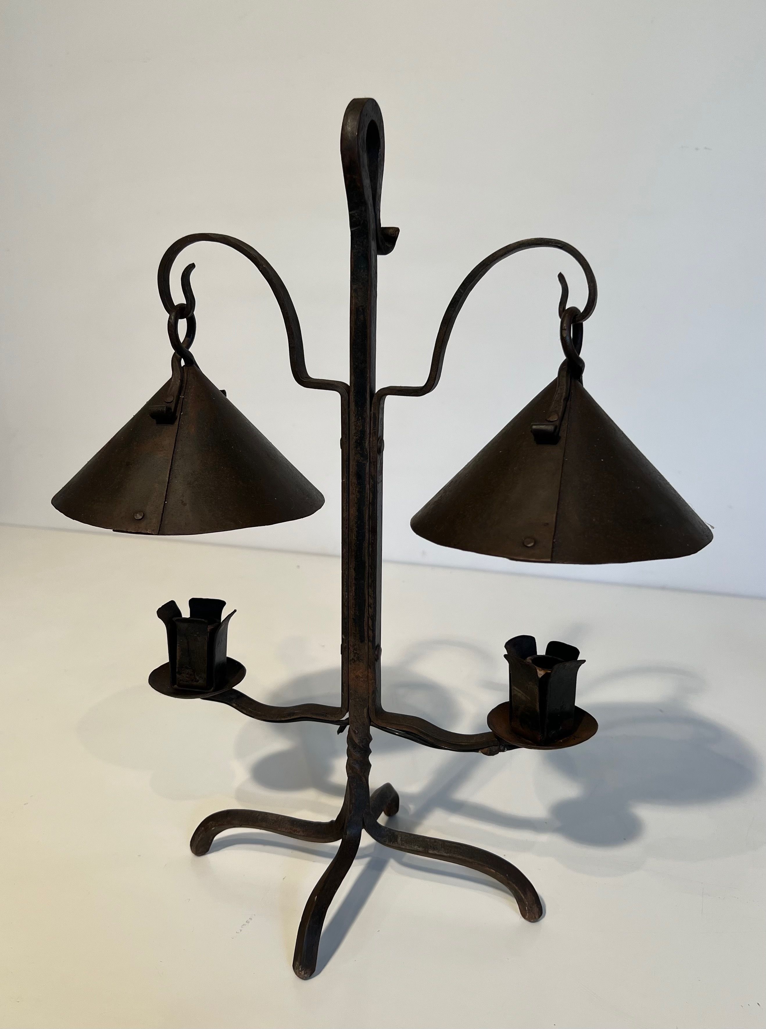 Wrought Iron Candlestick with 2 Lights