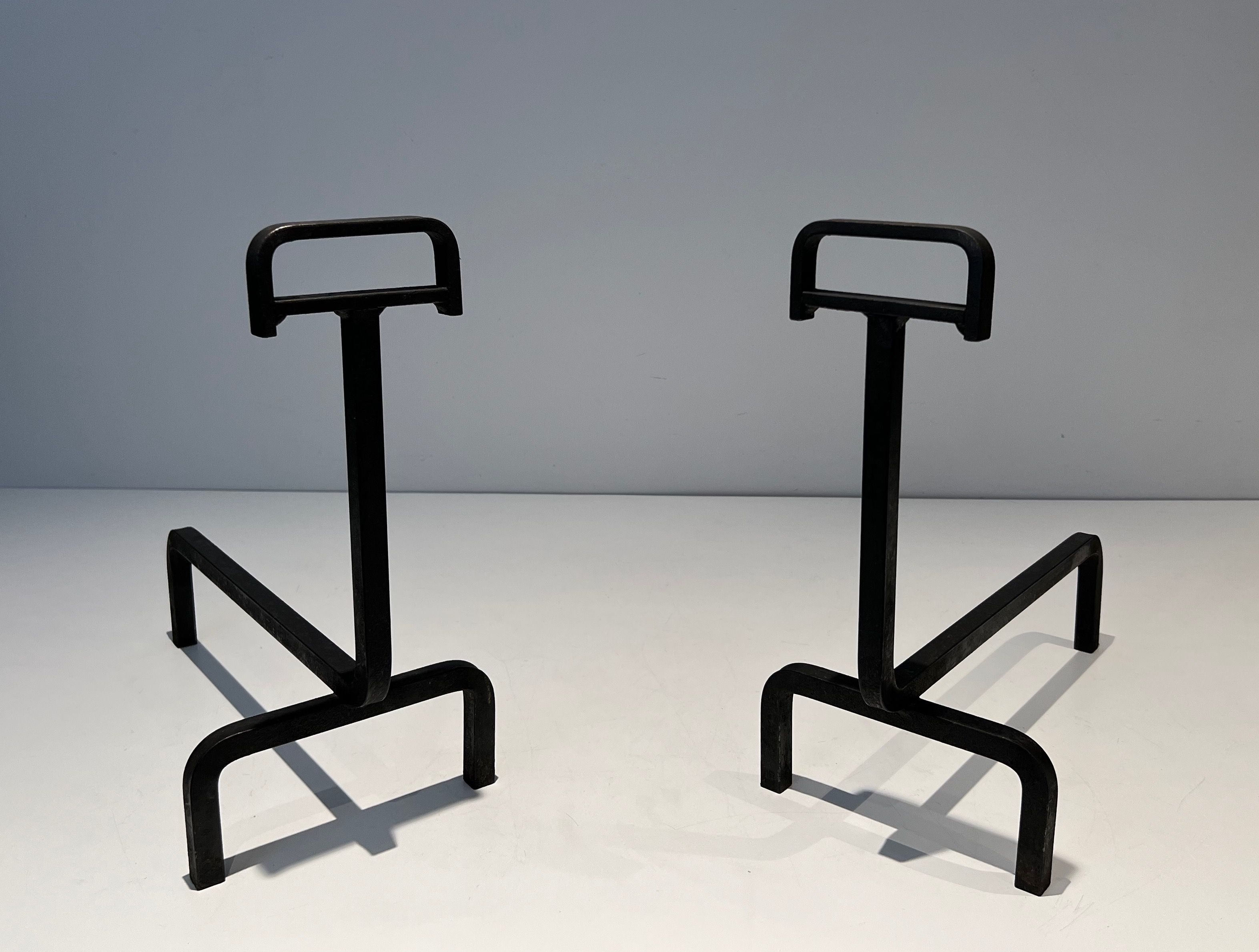 Pair of Wrought Iron Andirons