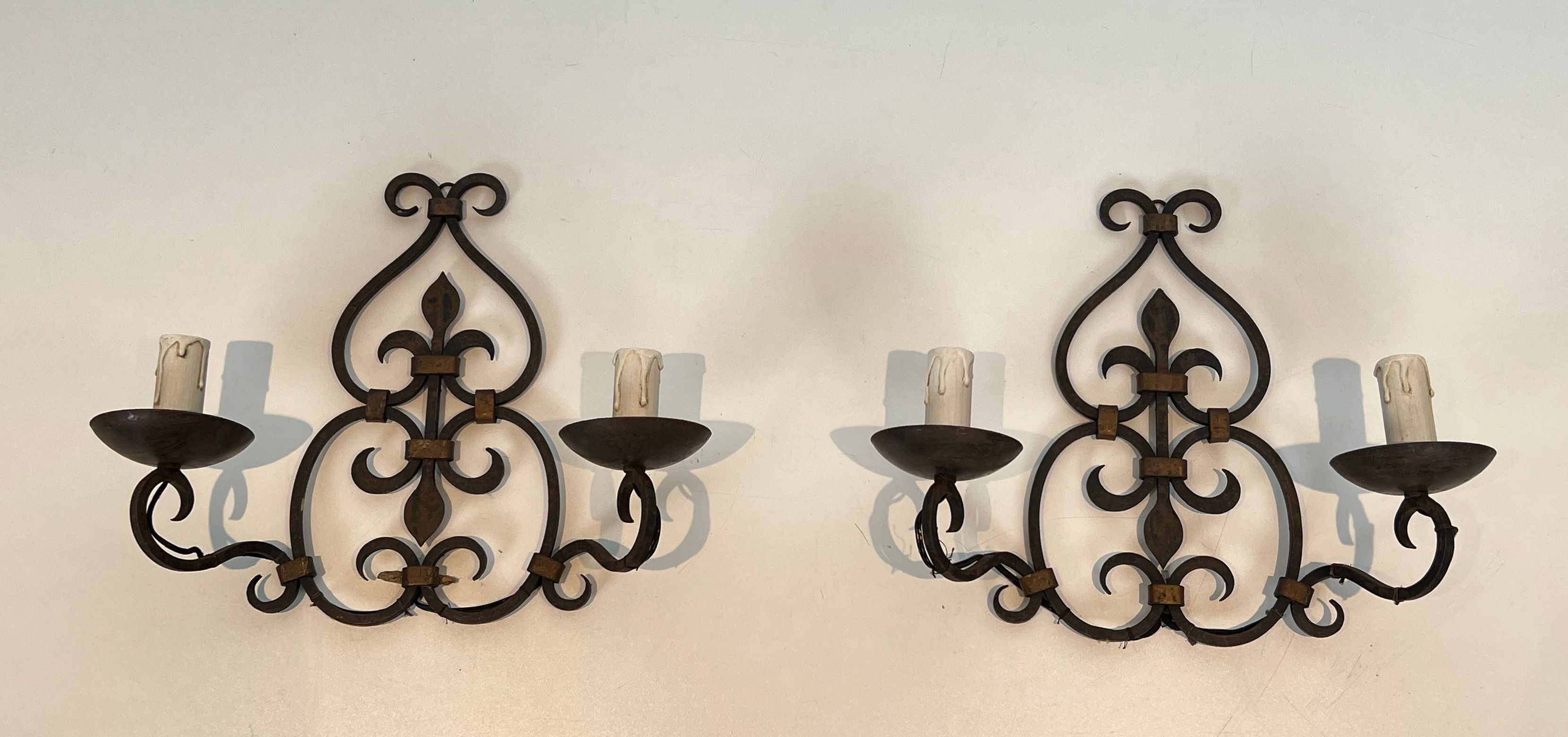 Pair of Wrought Iron Wall Sconces