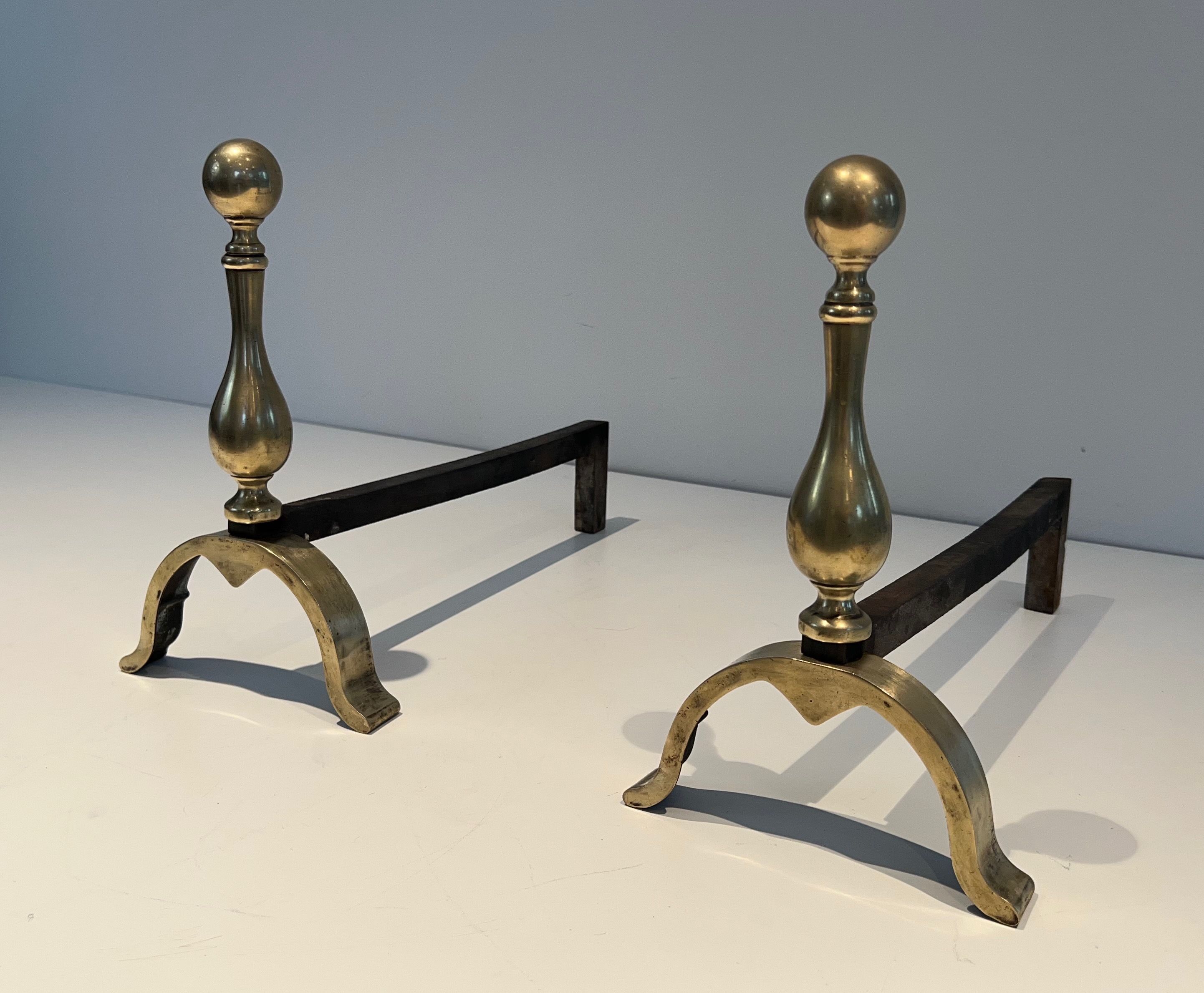 Pair of Bronze Andirons