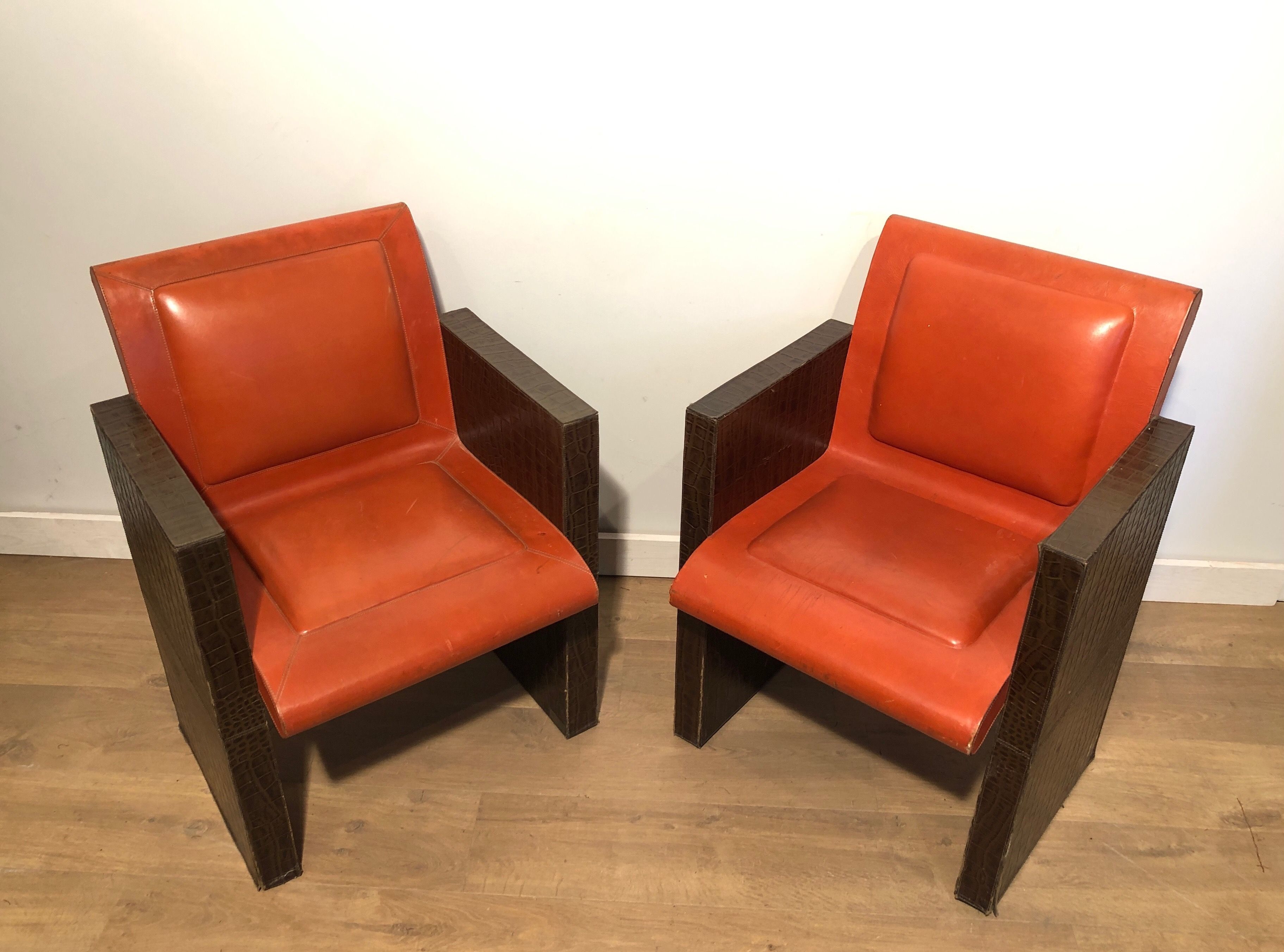 Pair of Leather Armchairs