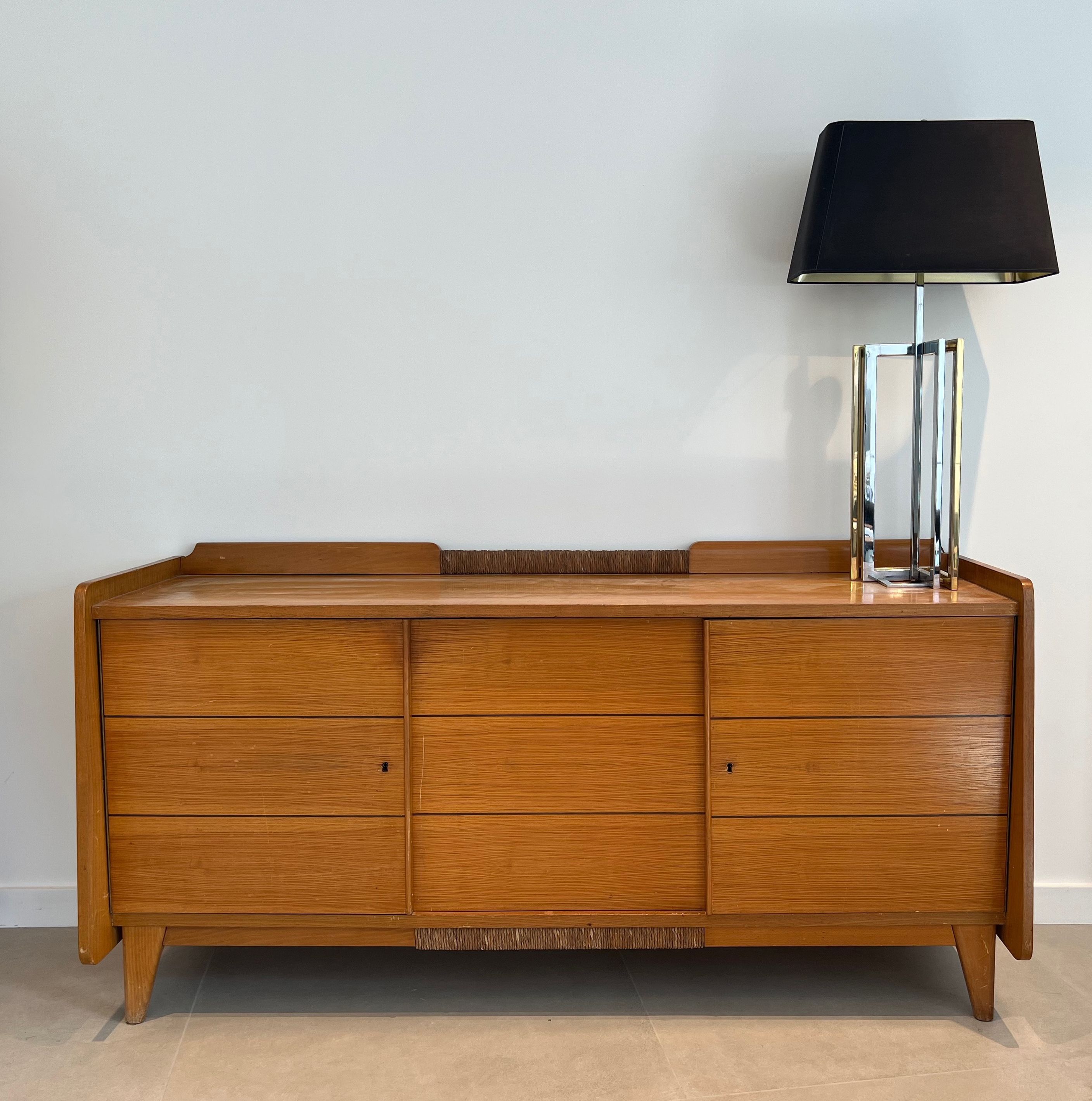 Pine and Rattan Sideboard