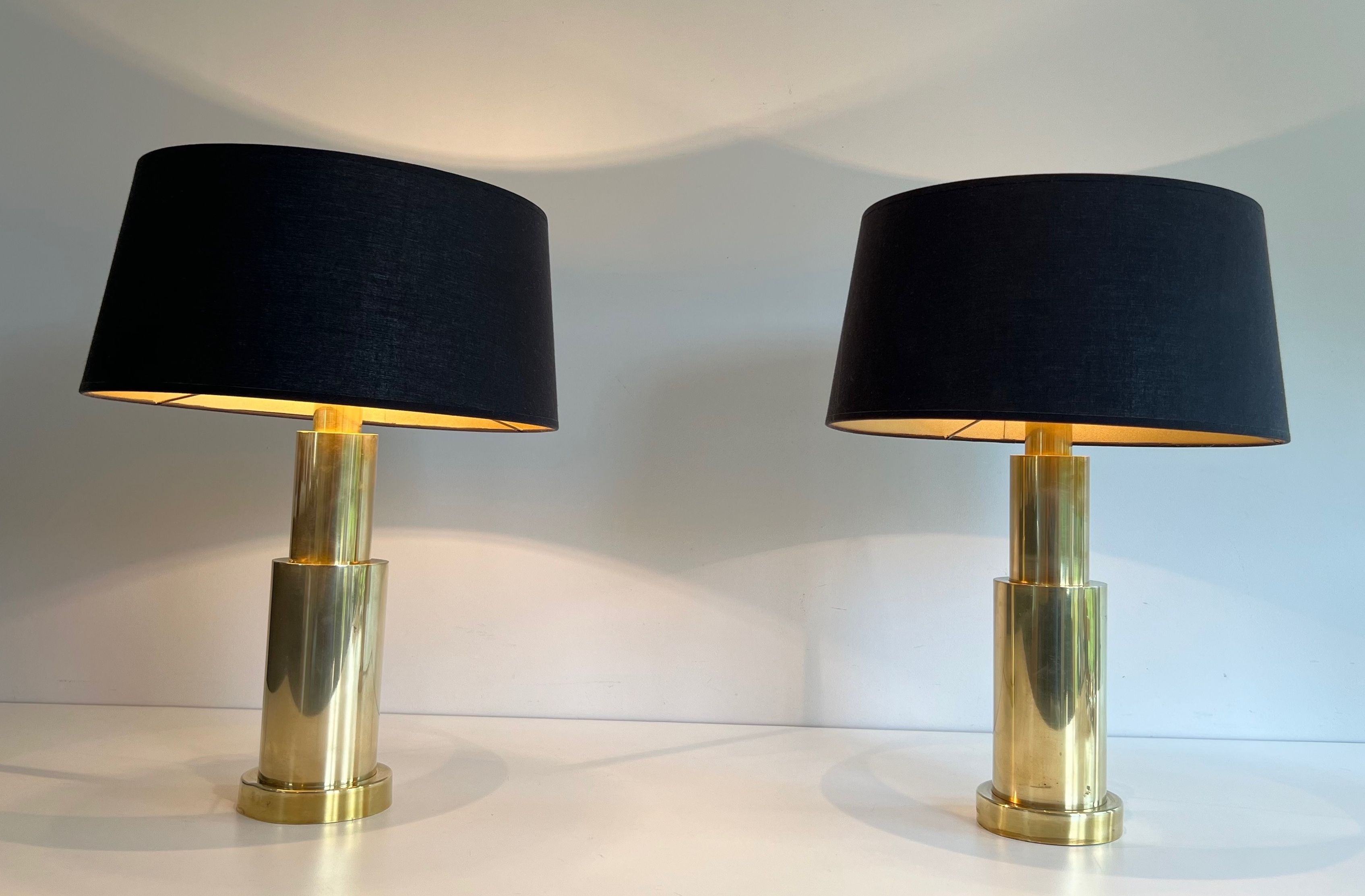 Paire de Lampes Modernistes en Laiton