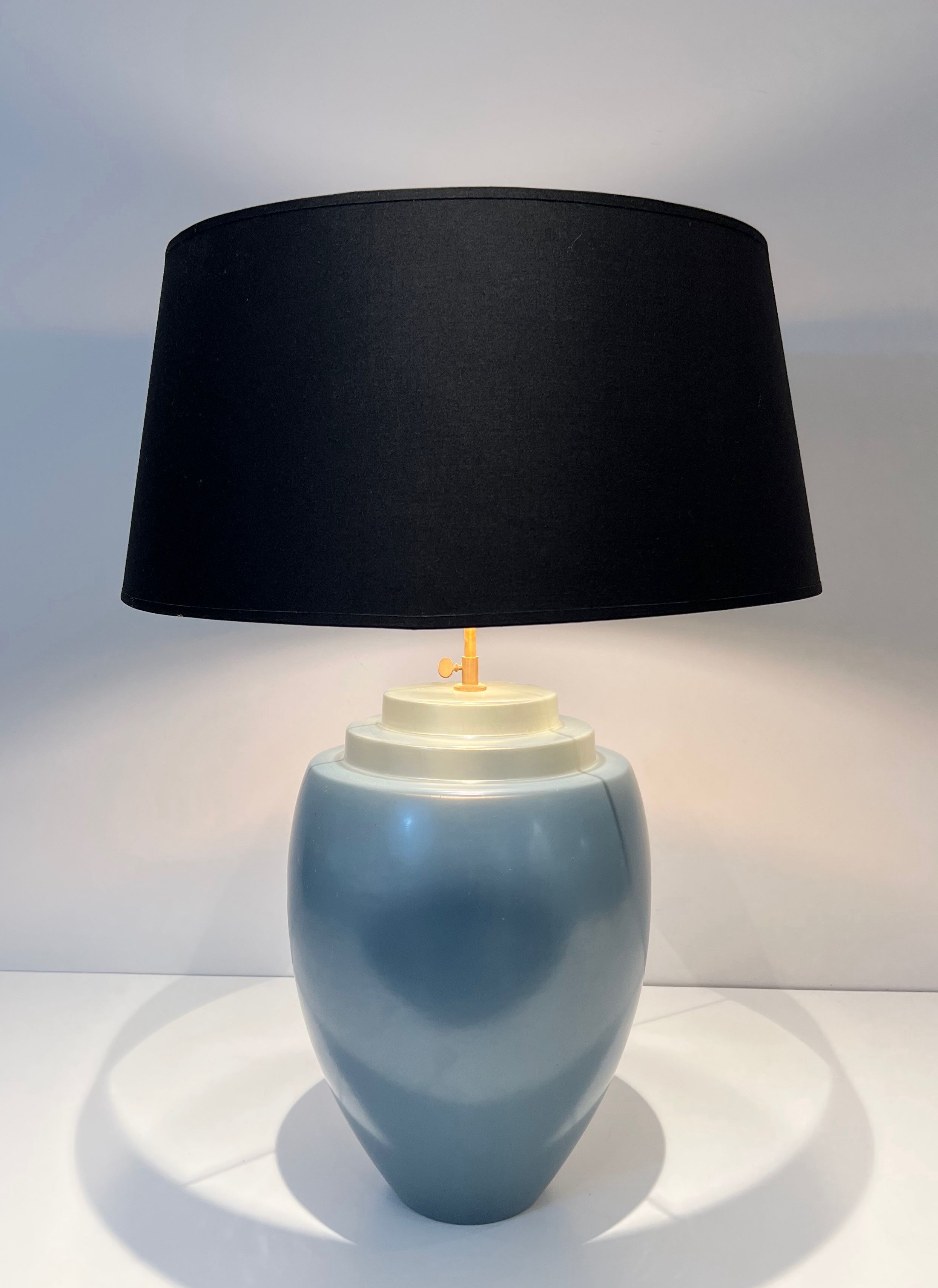 Ceramic Table Lamp in A Blue Color by Kosta