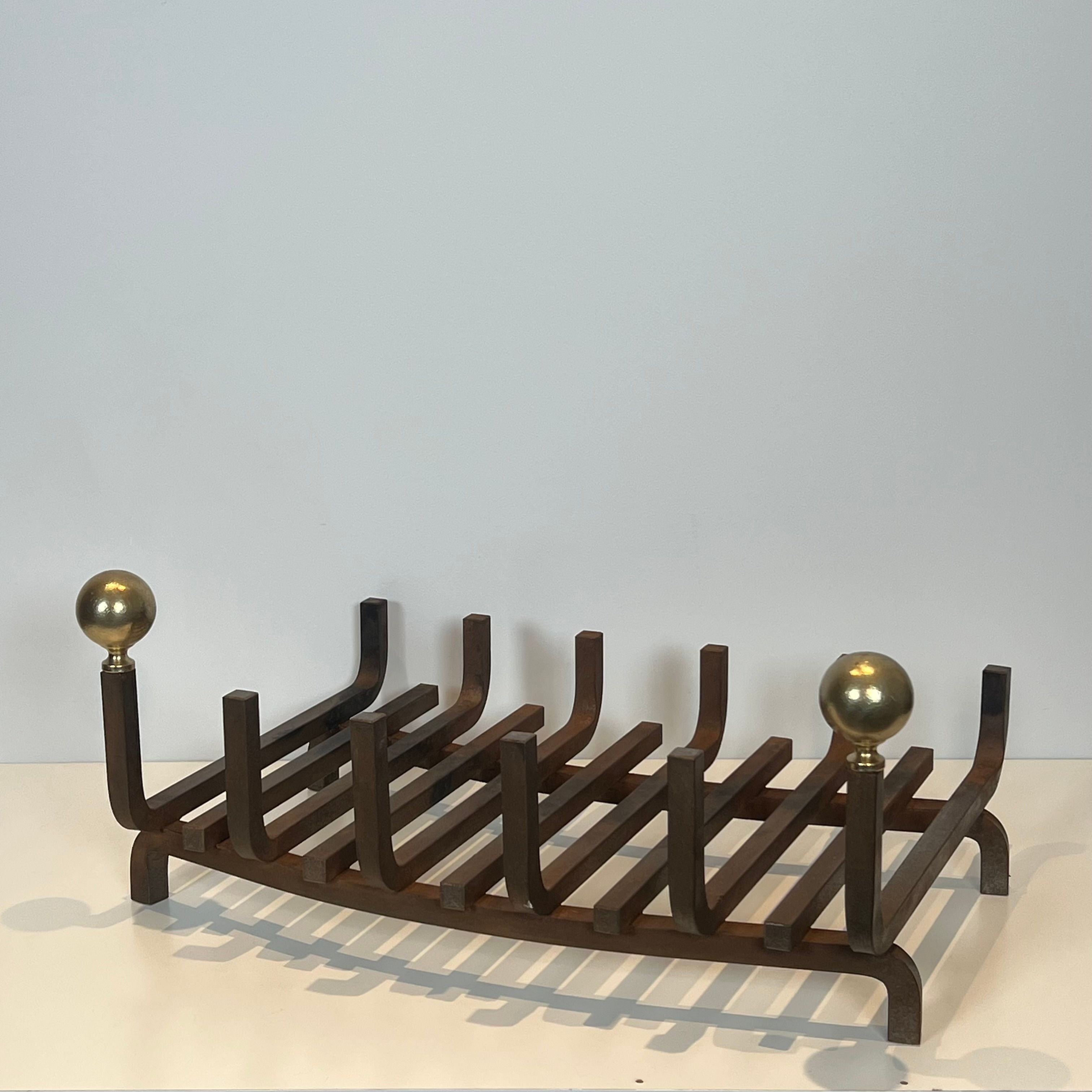 Wrought Iron and Brass Log Holder