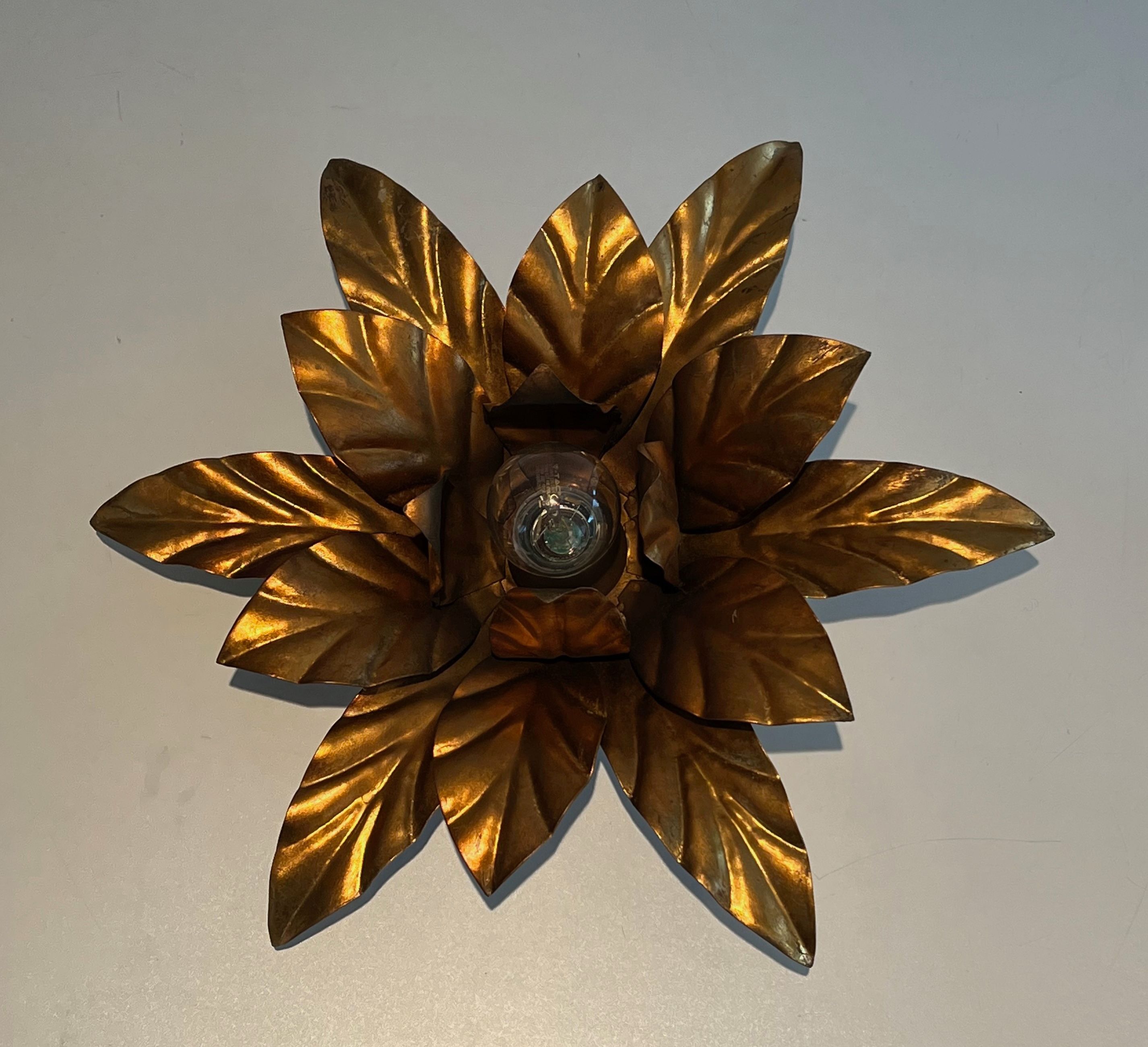 Gilt Metal Flower Wall Lights in the Style of Maison Jansen