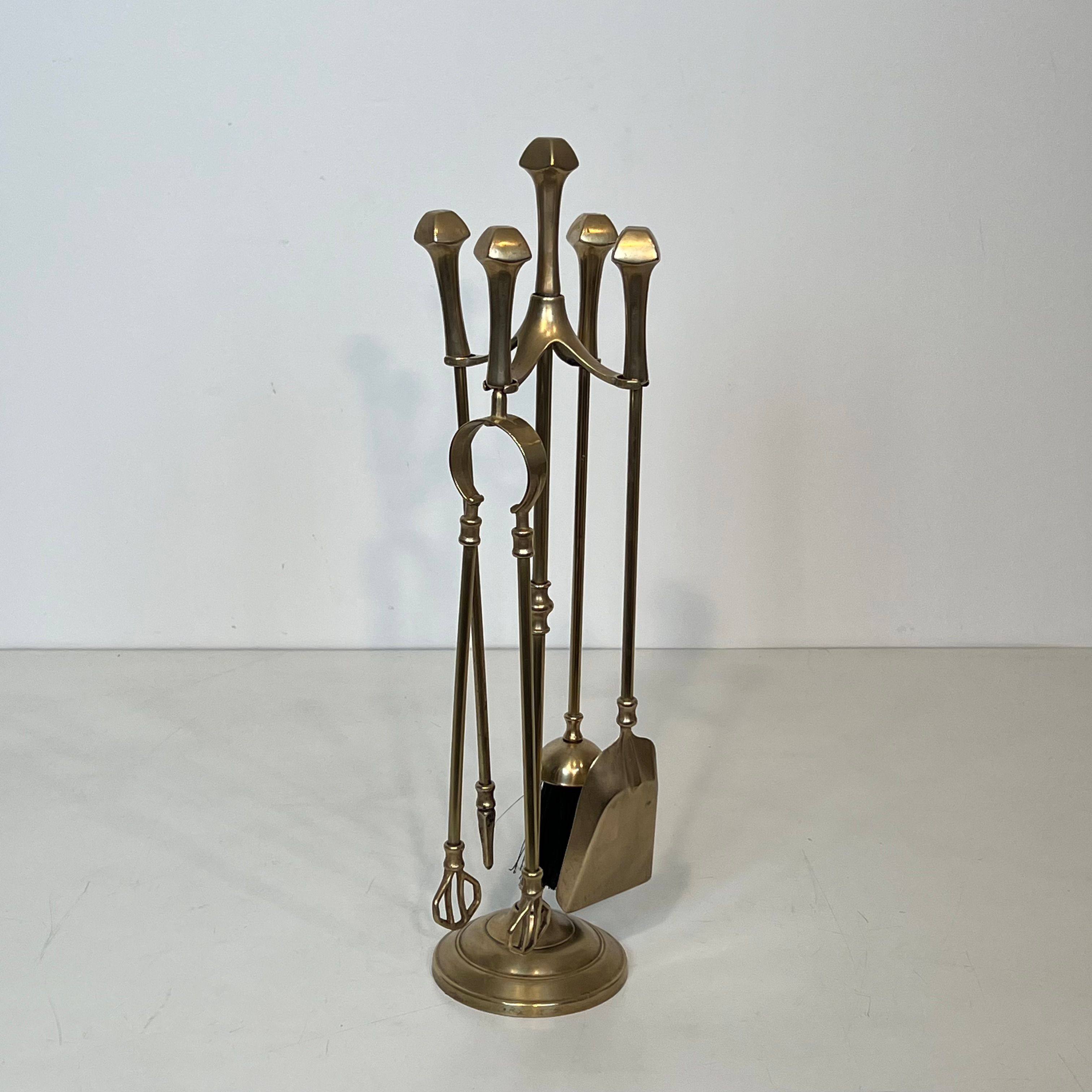 Neoclassical Style Brass Fireplace Tools