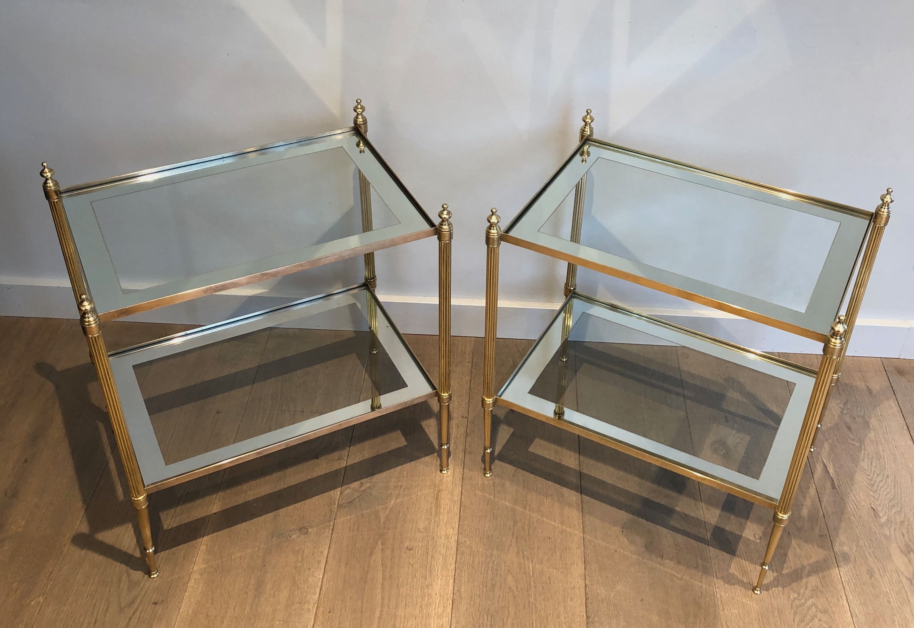 Pair of Neoclassical Style Brass Side Tables by Maison Jansen