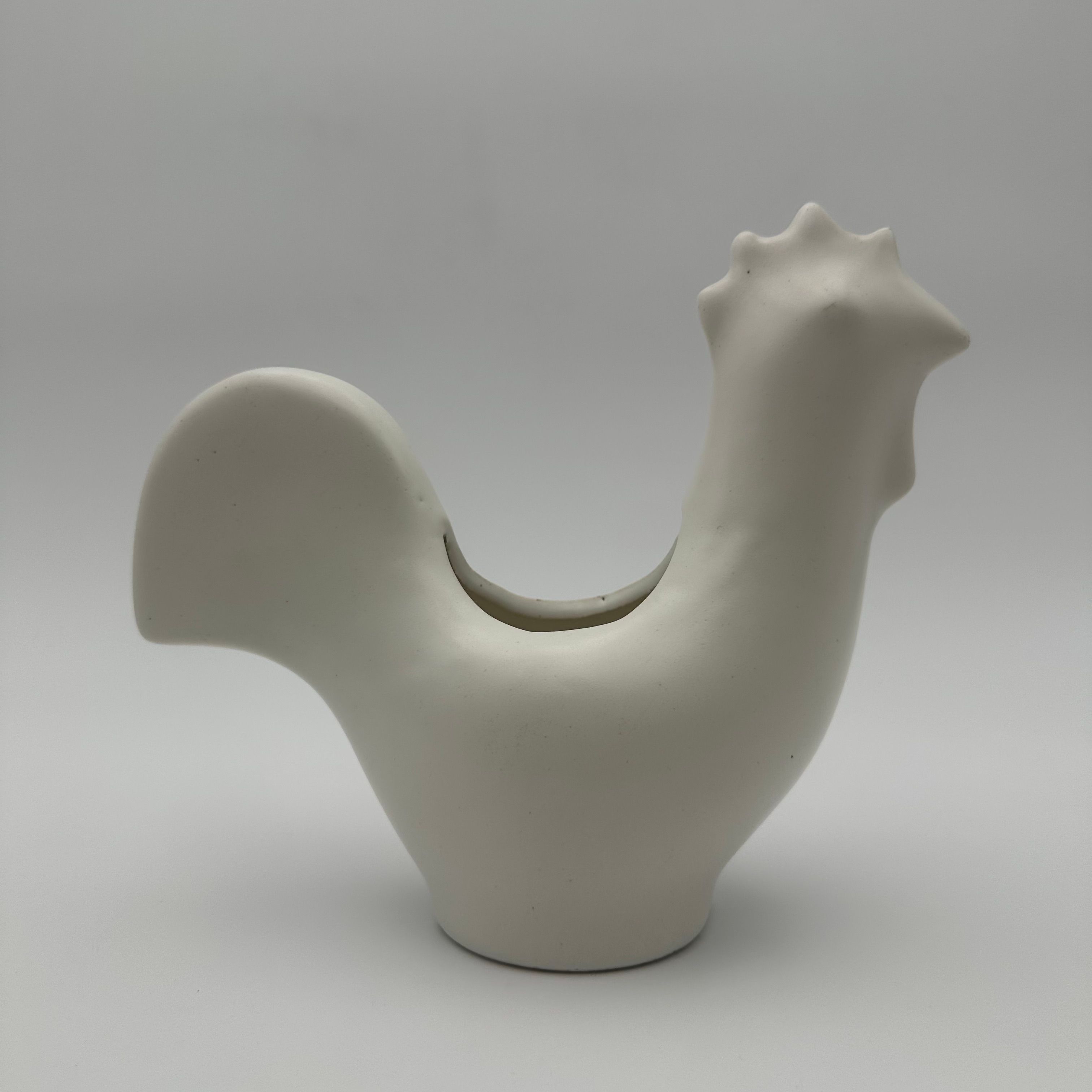 White ceramic rooster. French work in the style of Jouve, circa 1950.