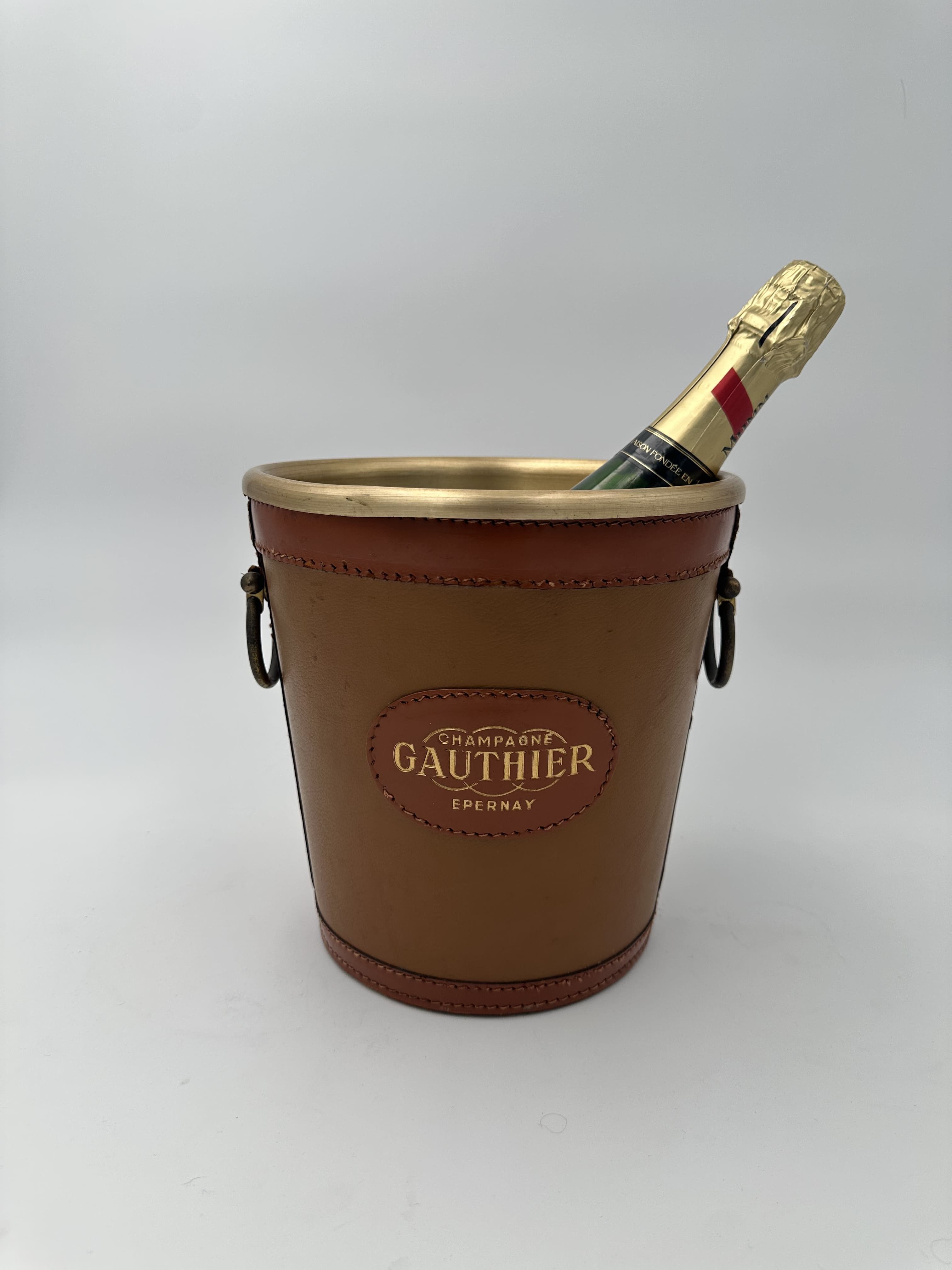Stitched Leather-Wrapped Champagne Bucket, Champagne Gauthier, 1970s