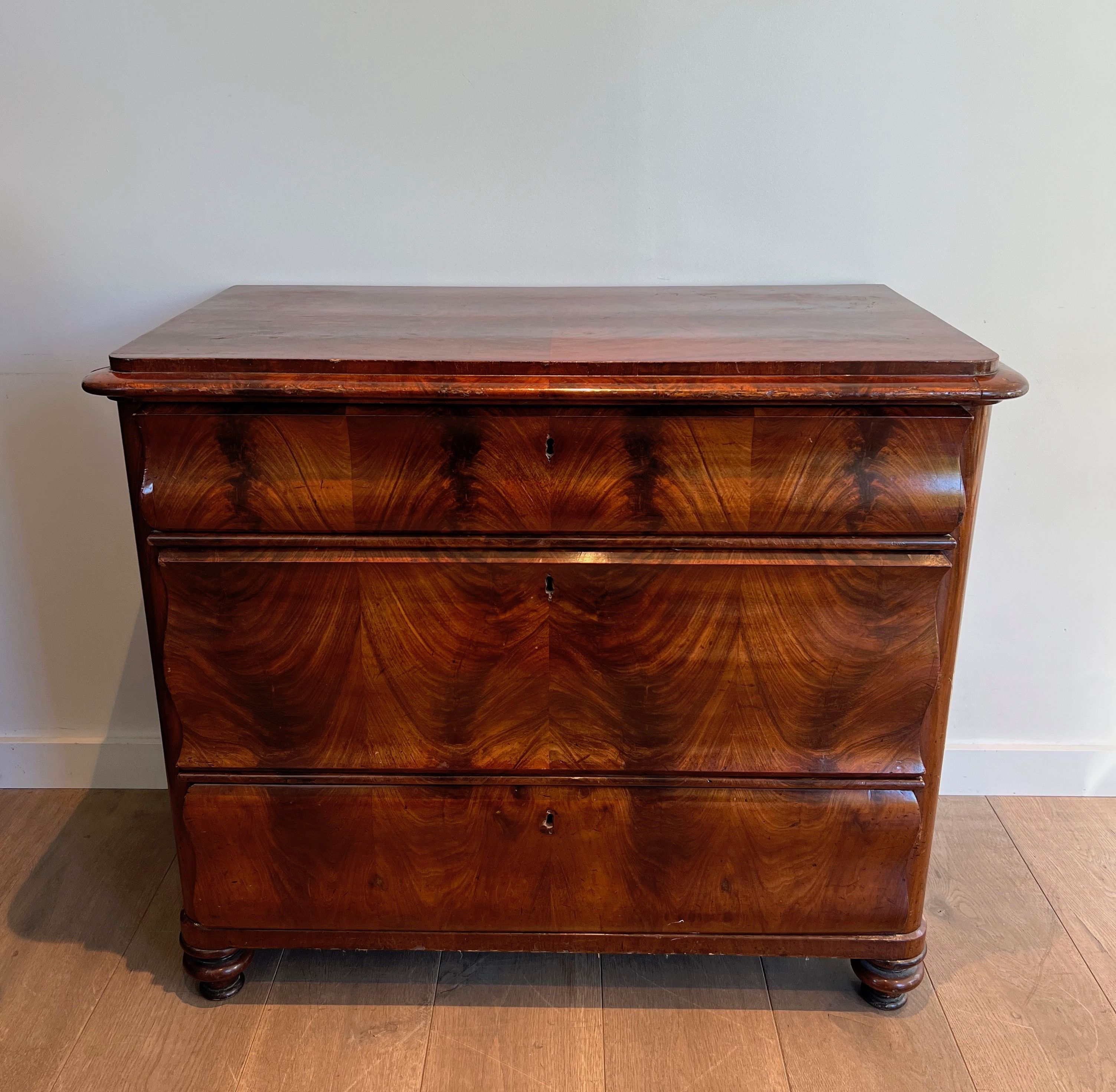 Louis-Philippe Chest of Drawers in Flamed Mahogany