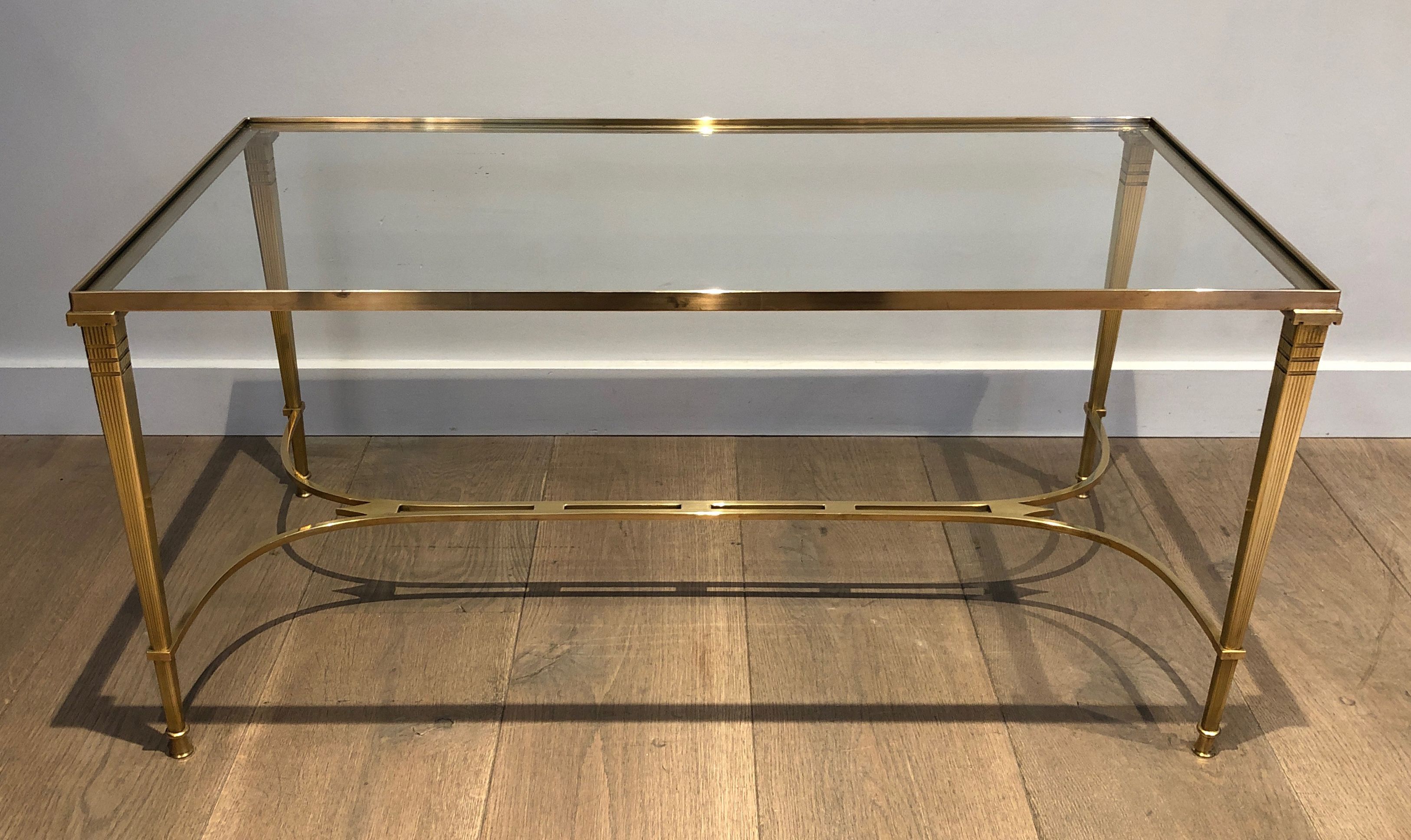 Neoclassical Style Brass Coffee Table by Maison Jansen