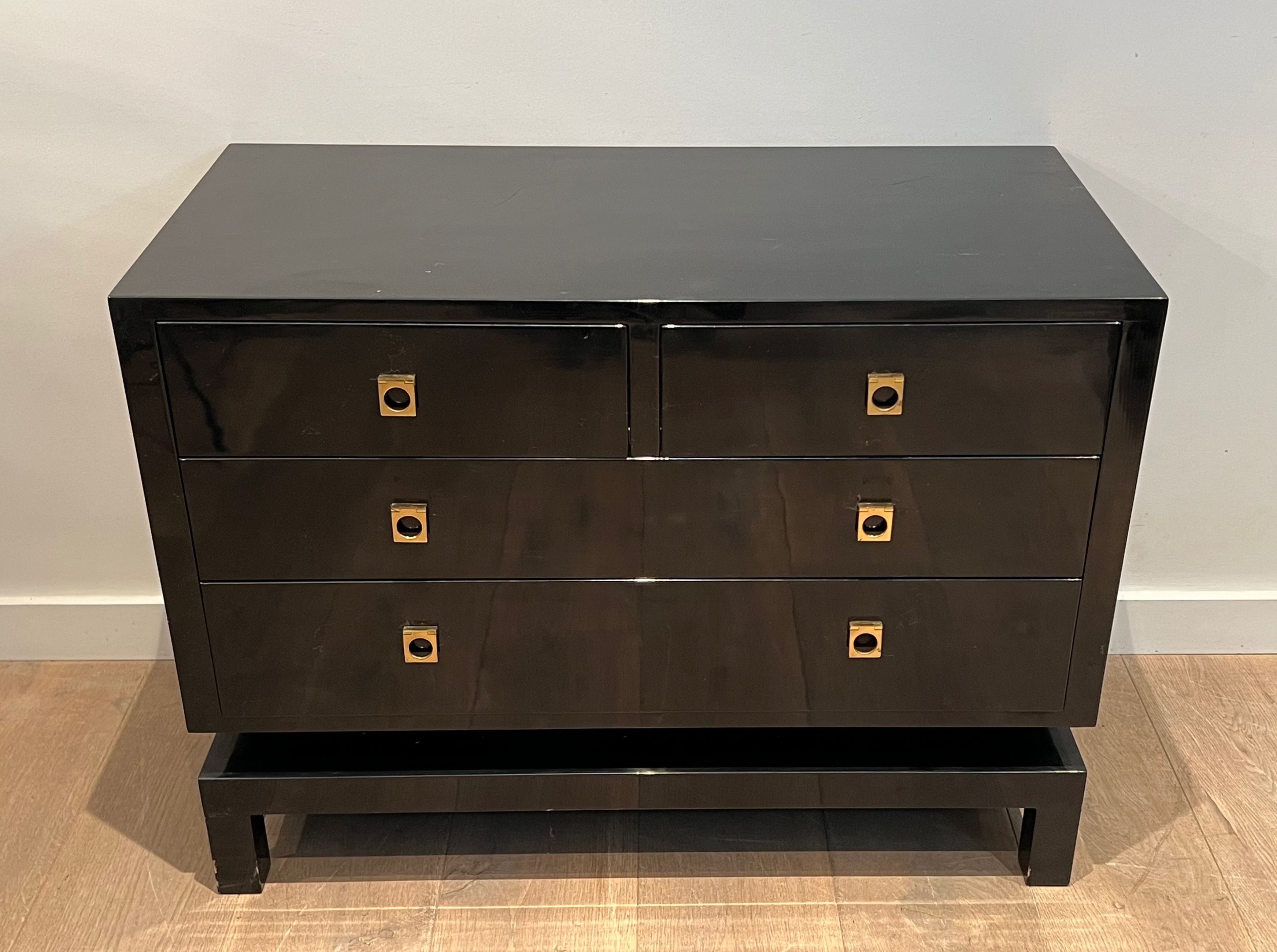 Commode Laquée Noir de Guy Lefèvre pour la Maison Jansen