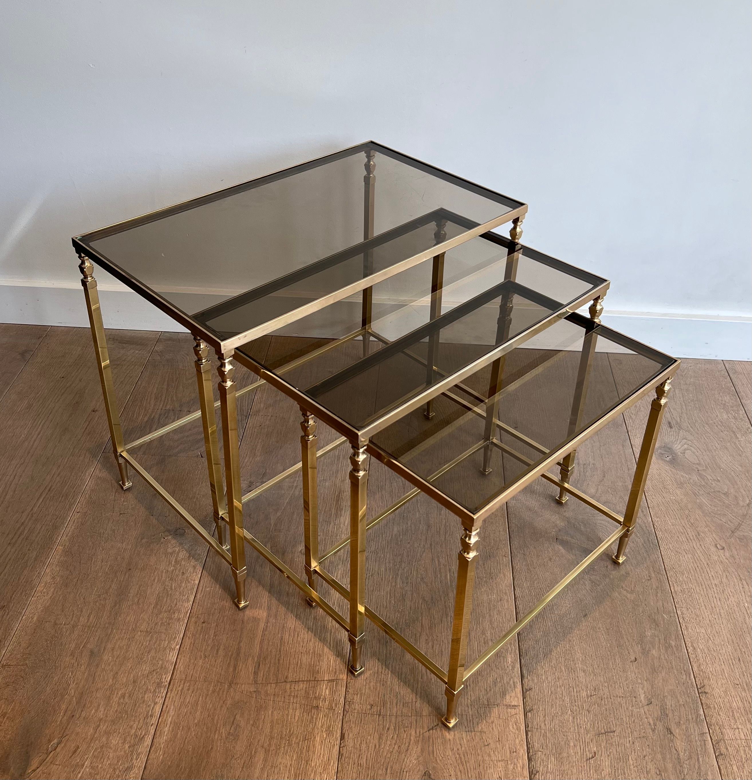 Neoclassical Brass Nesting Tables By Maison Ramsay