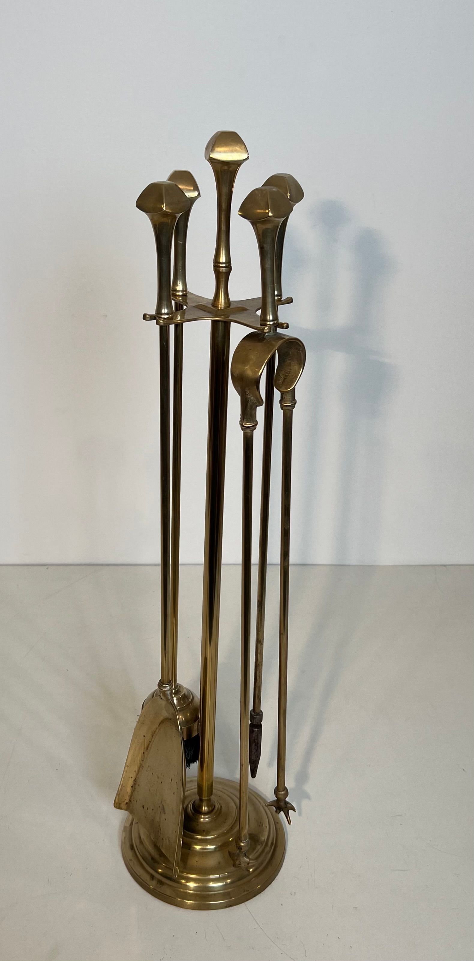 Neoclassical Style Brass Fireplace Tools