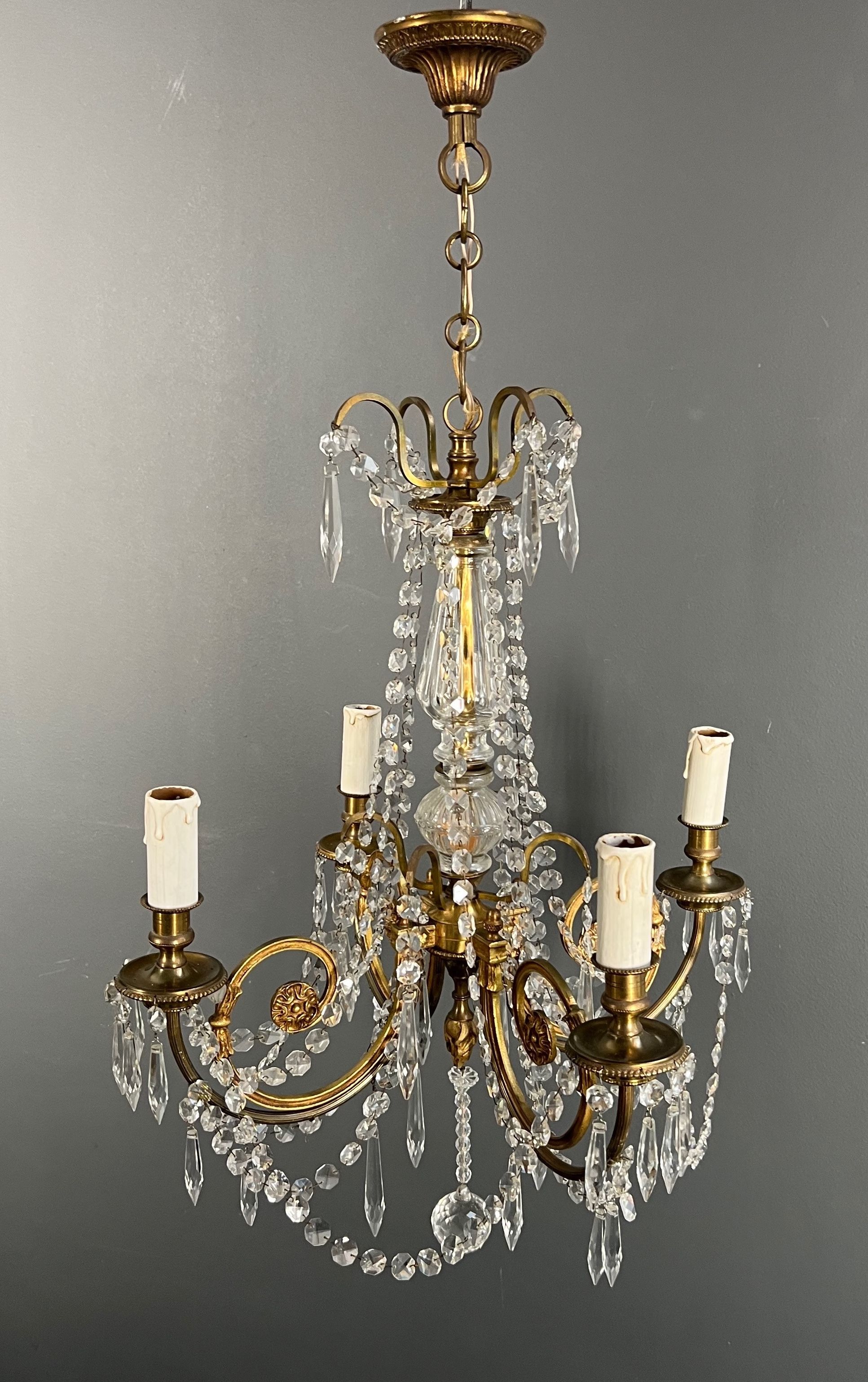Louis the 16th Style Cristal and Bronze Chandelier