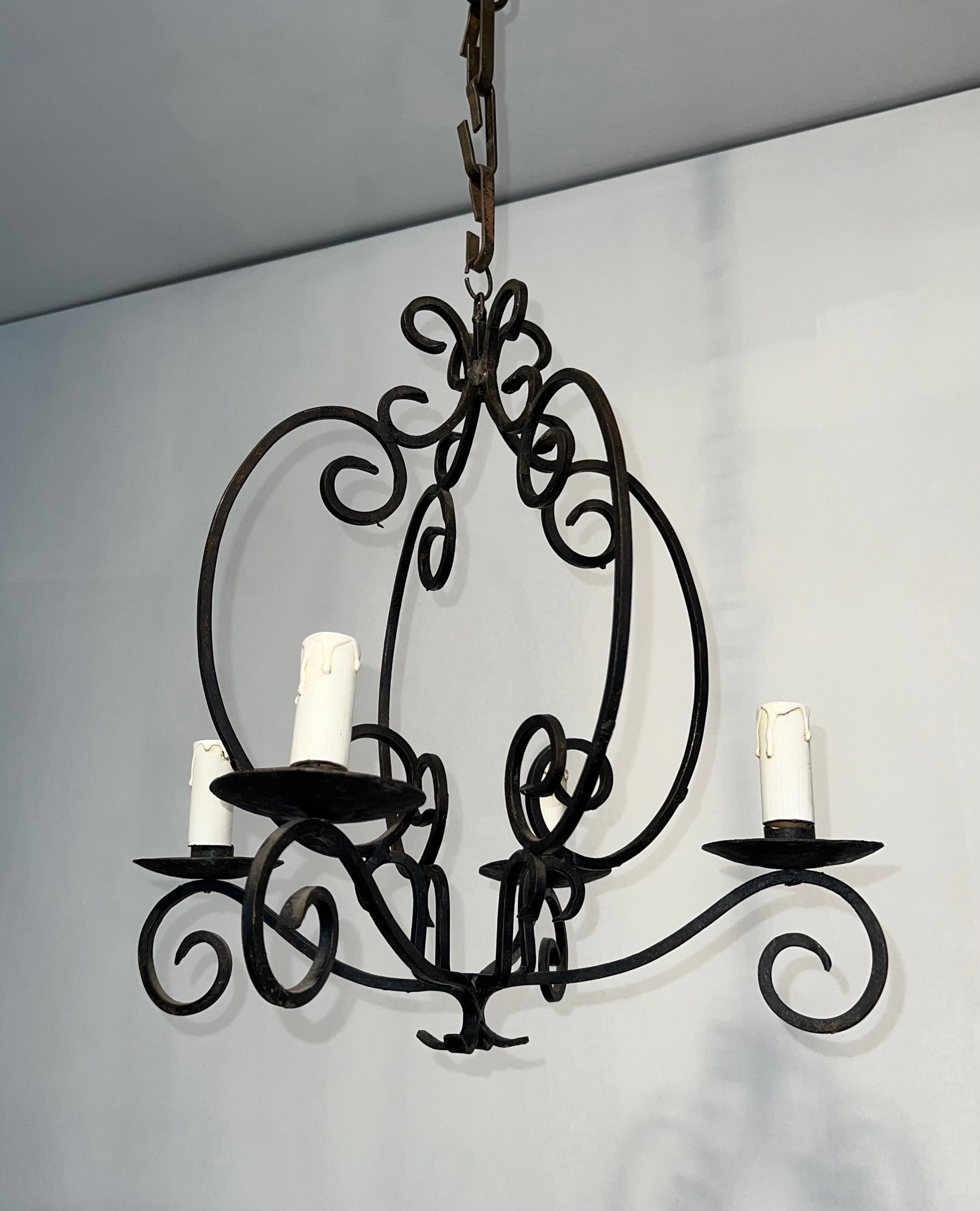 4 Lights Wrought Iron Chandelier