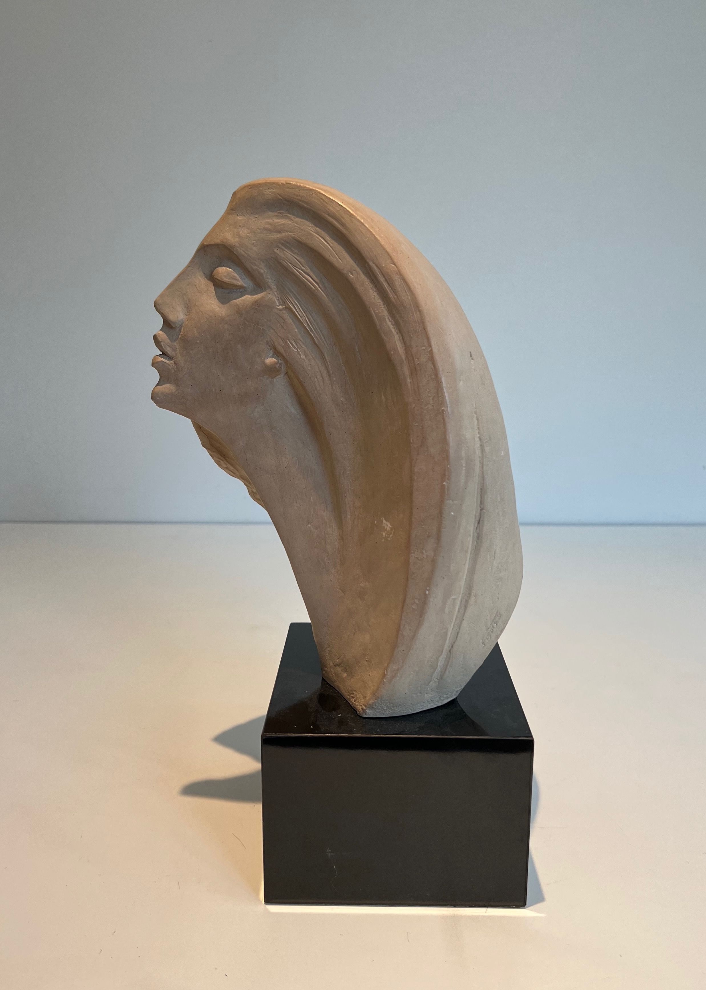 Terracotta Sculpture Representing a Woman's Face