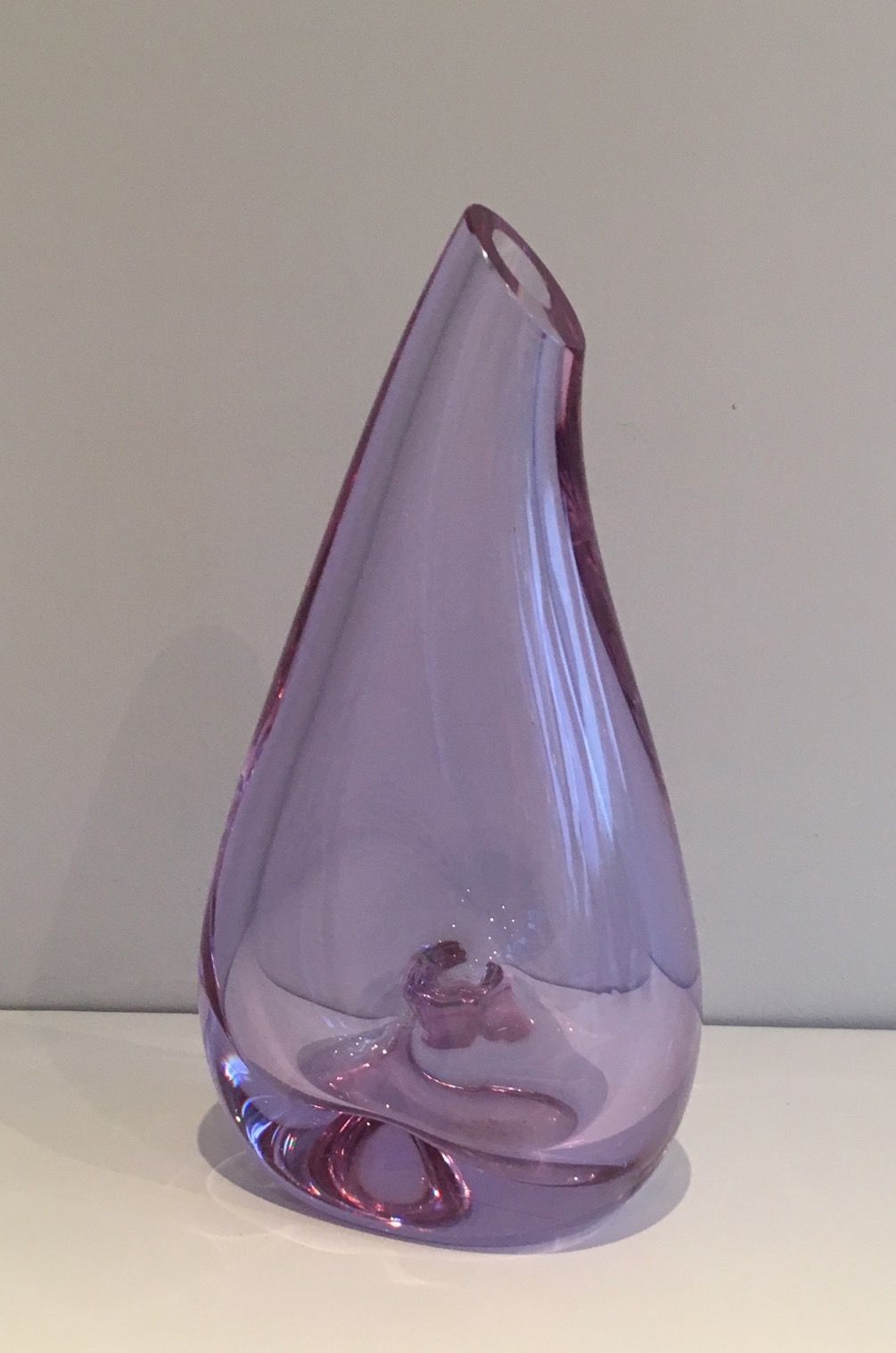 Glass Purplish-Colored Pear-Shaped Vase. Circa 1970