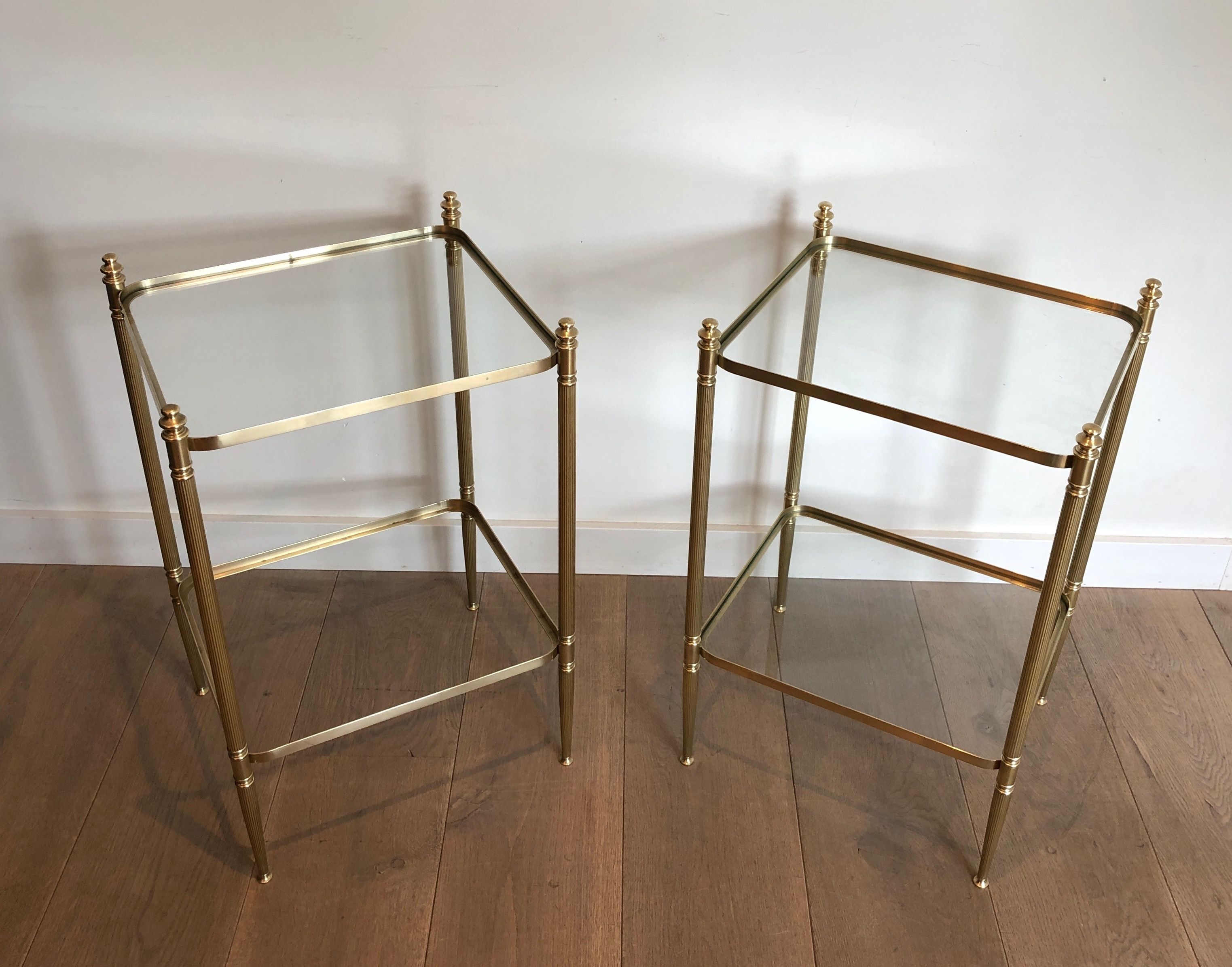 Pair of Neoclassical Style Brass Side Tables in the Style of Maison Jansen