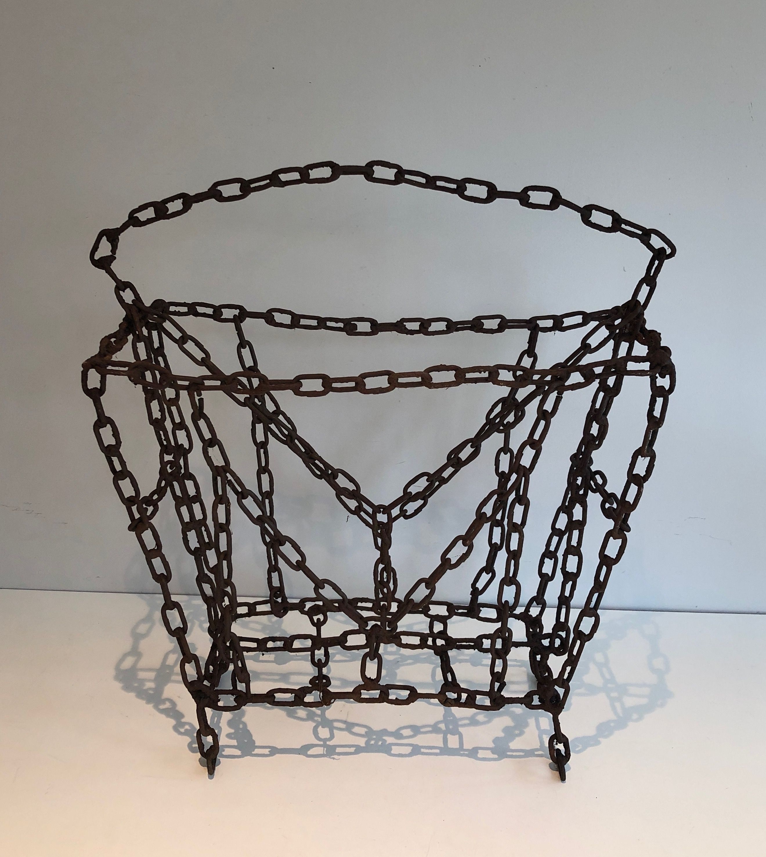 Chain Magazine Rack. French worck. Circa 1950