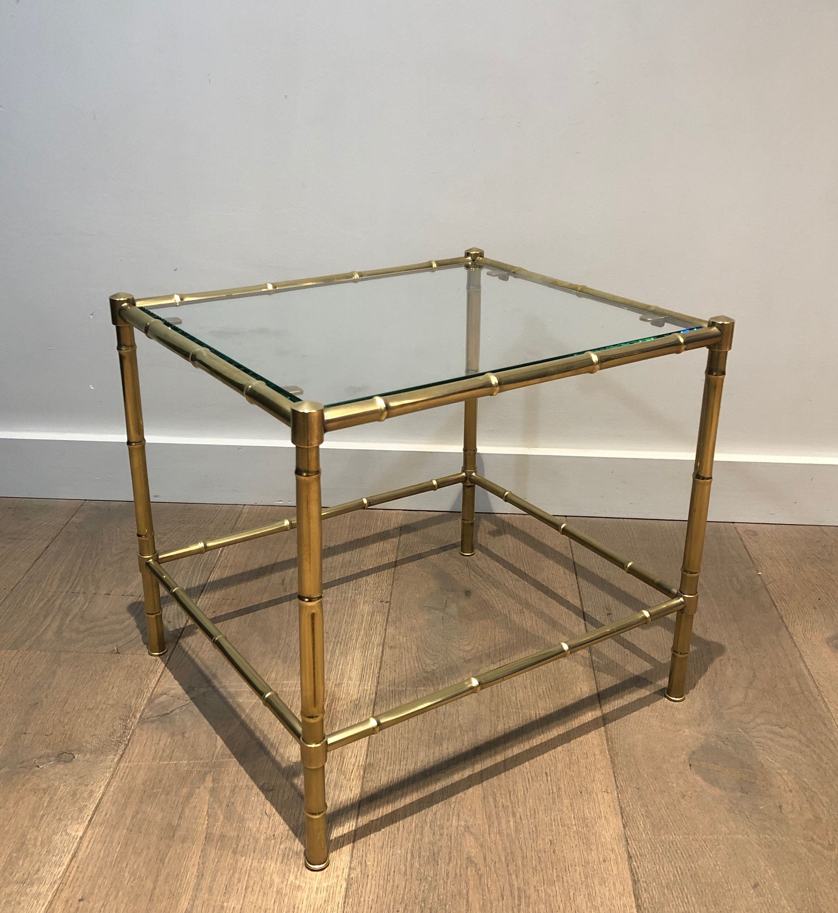 Faux-Bamboo Brass Side Table in the Style of Jacques Adnet