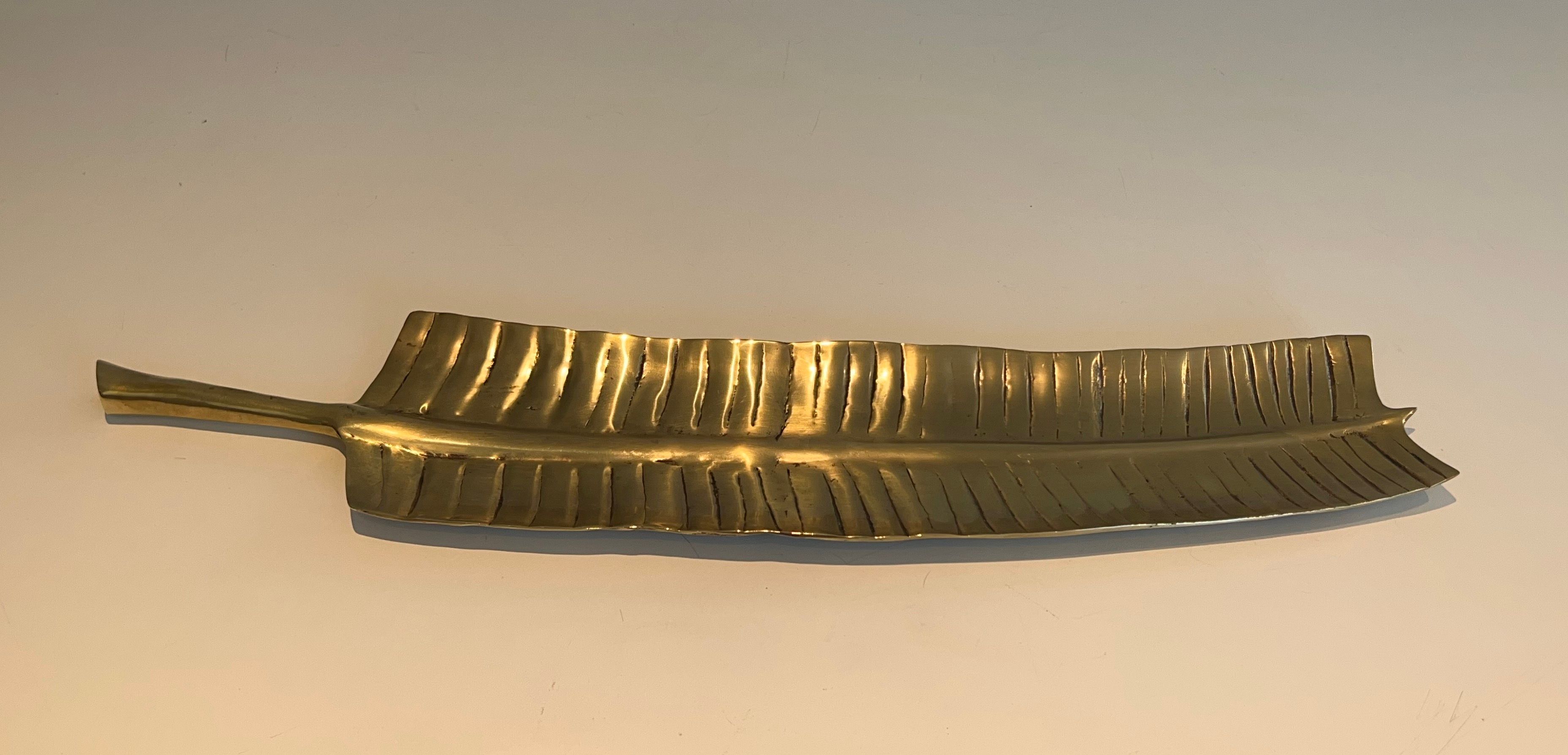 Long Vide-Poche en Laiton en Forme de Plume