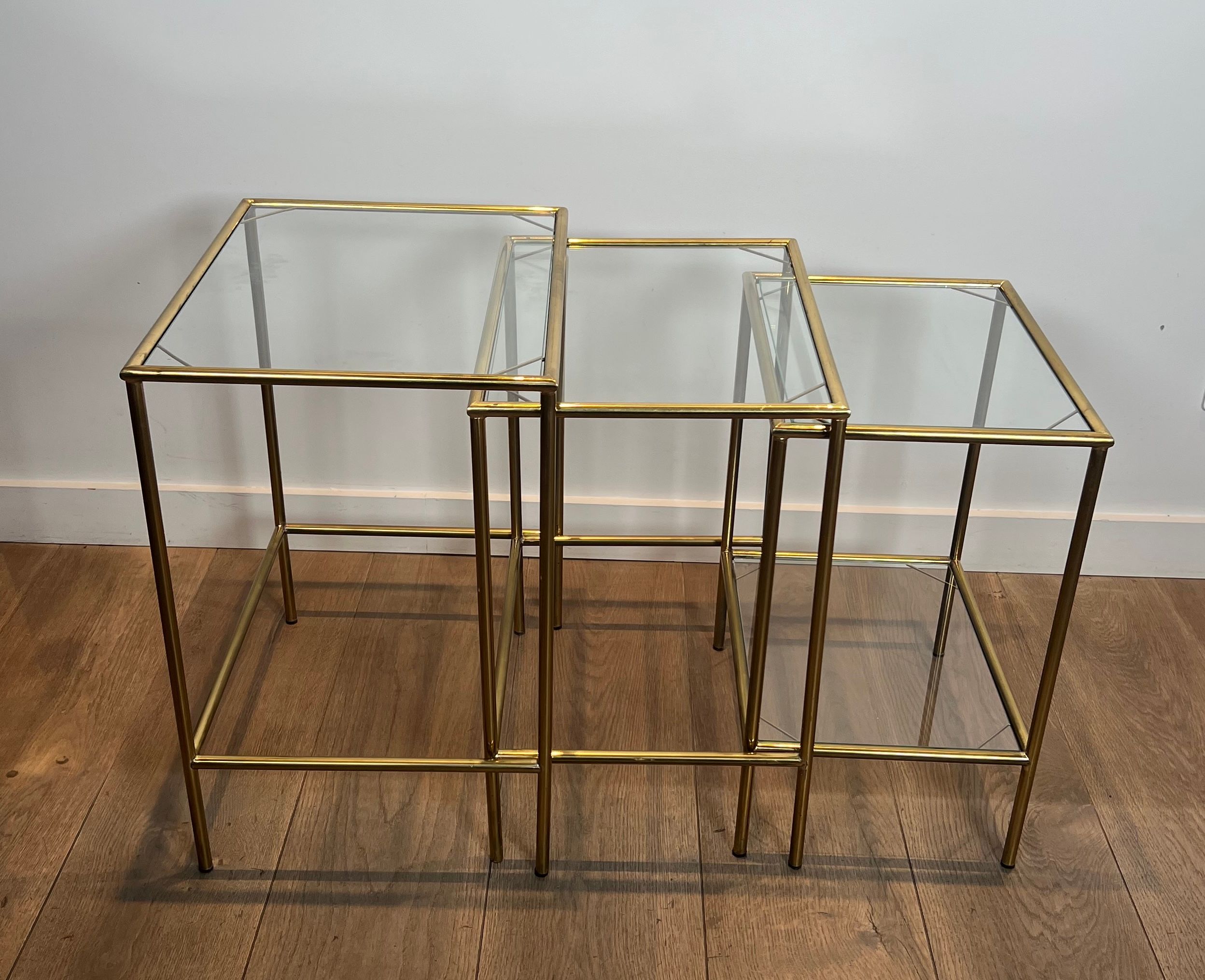 Neoclassical Style Brass Nesting Tables