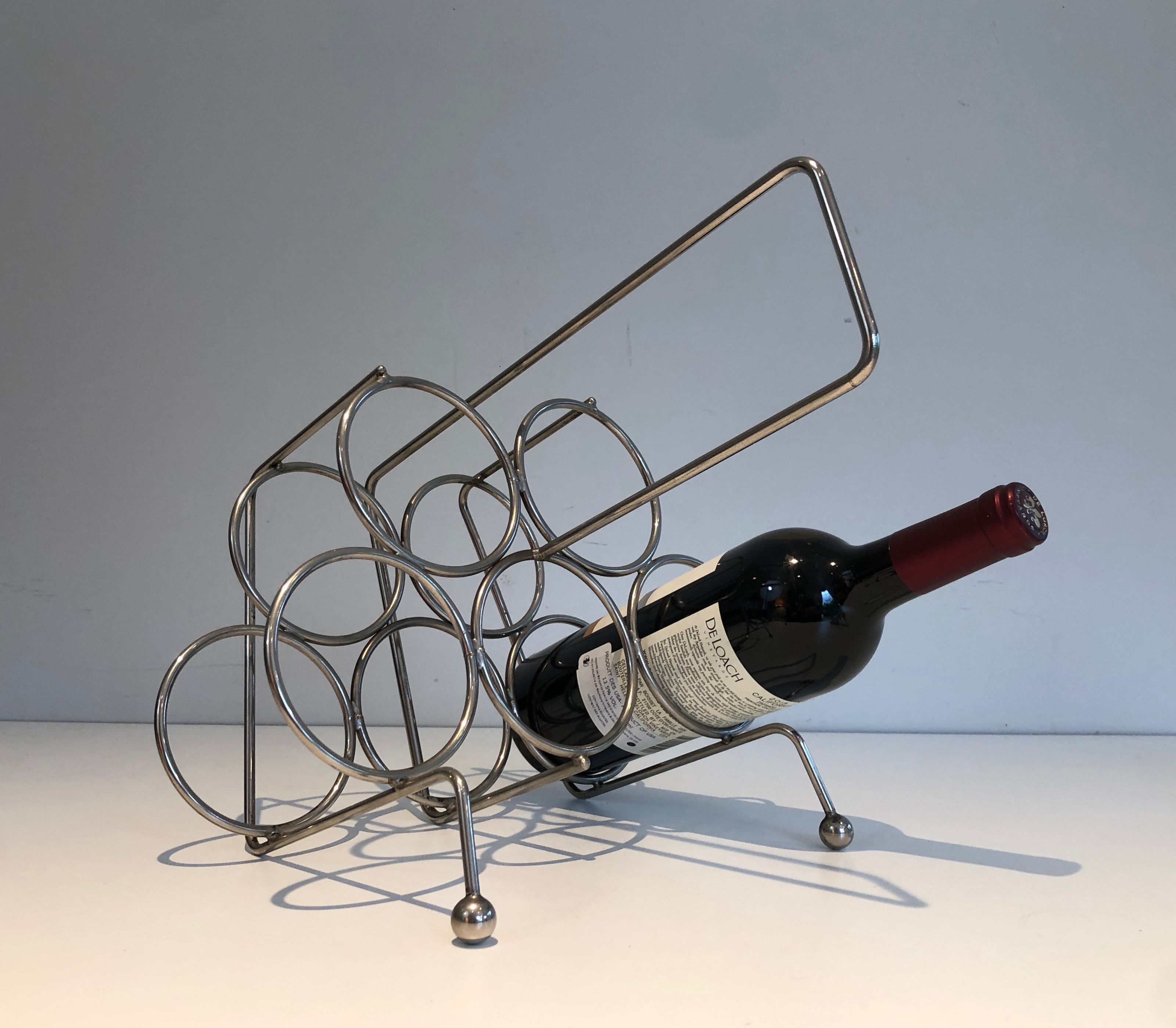 Silvered Metal Bottles Holder. French work. Circa 1950