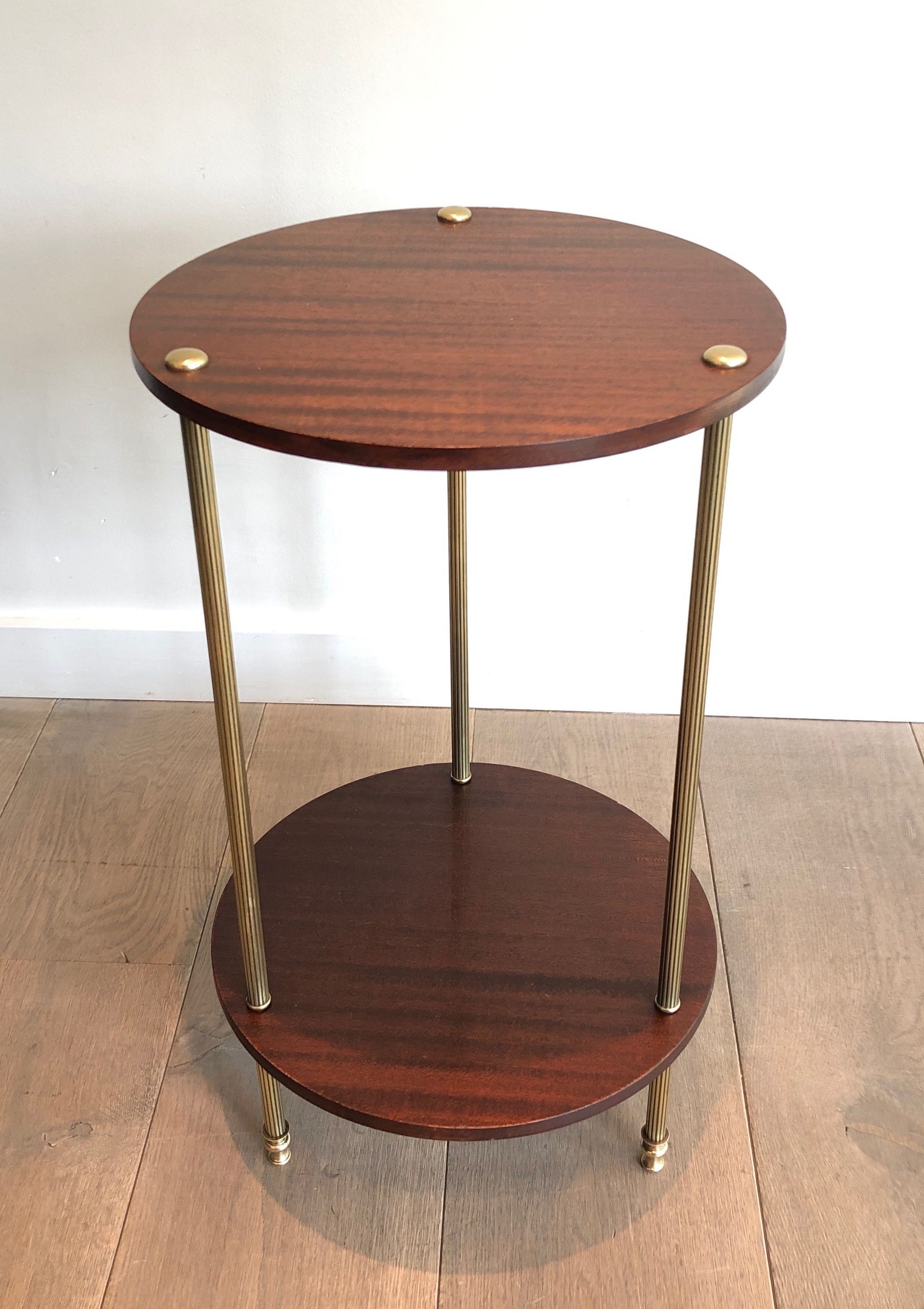 Brass and Mahogany Two Tiers Gueridon by Maison Jansen
