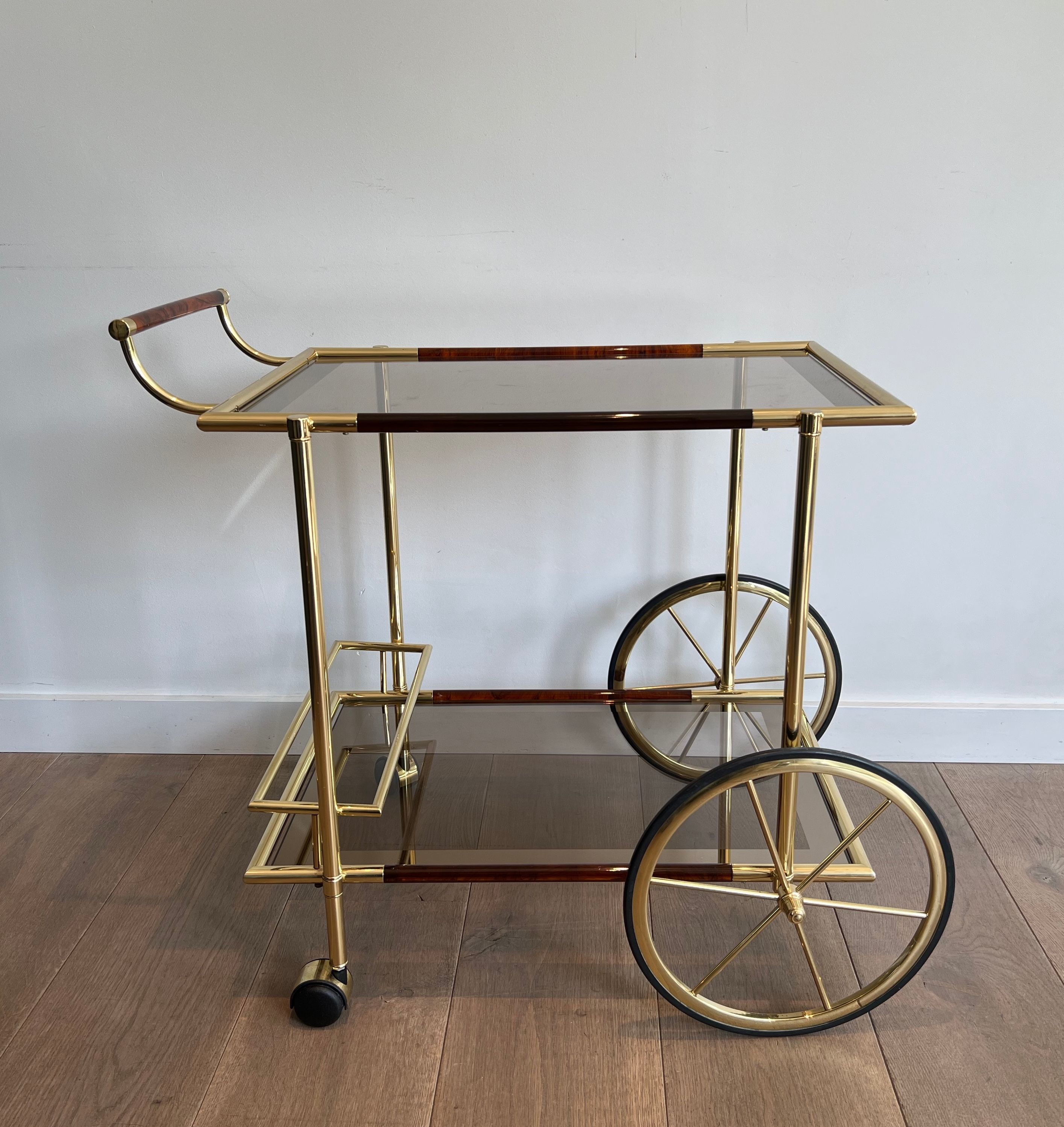 Brass and Orange-Red Celluloid Drinks Trolley