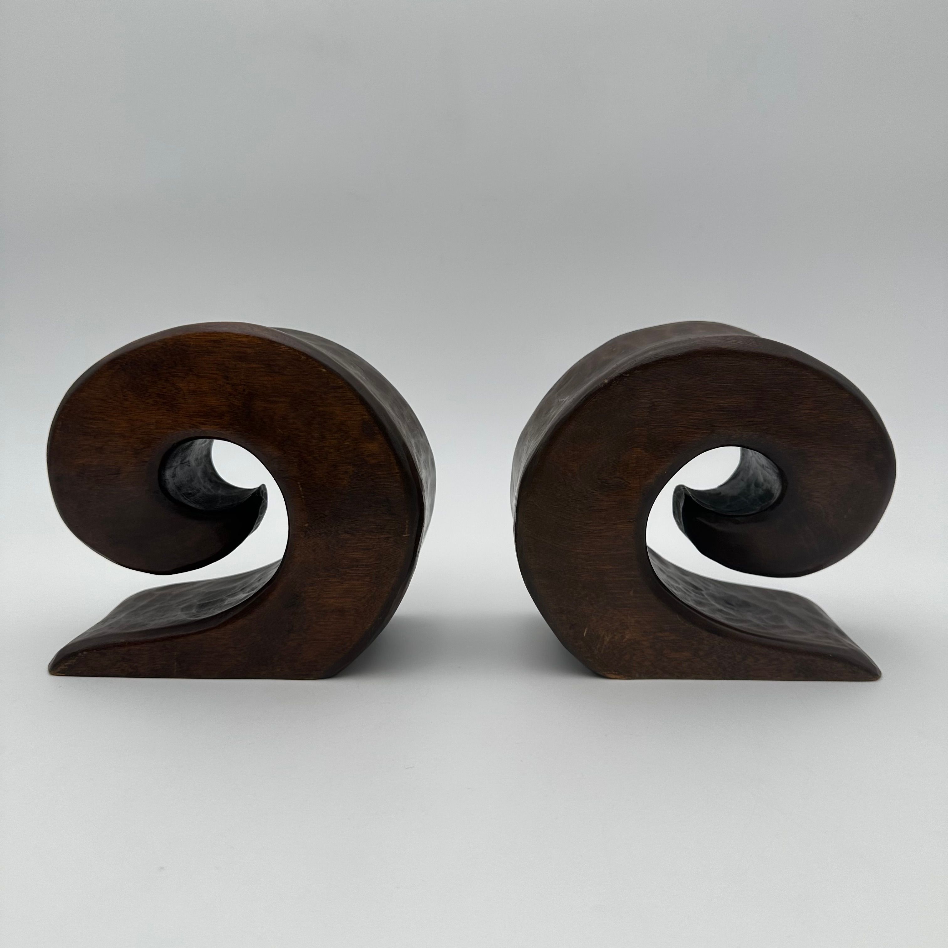Pair of Walnut Bookends – In the Style of Alexandre Noll, France, Circa 1950