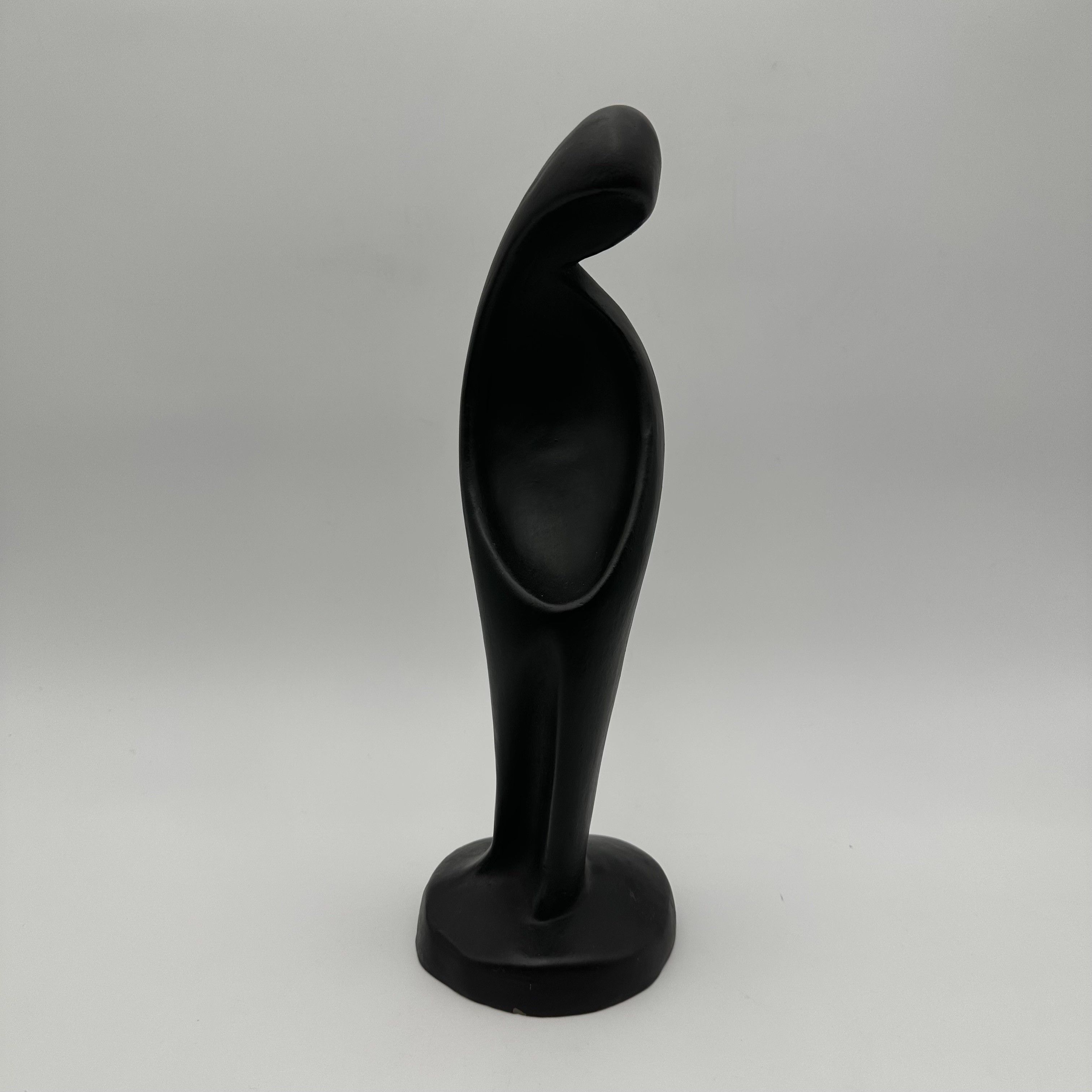 Modernist Black Ceramic 'Madonna' Sculpture in the Style of Georges Jouve, 1960s