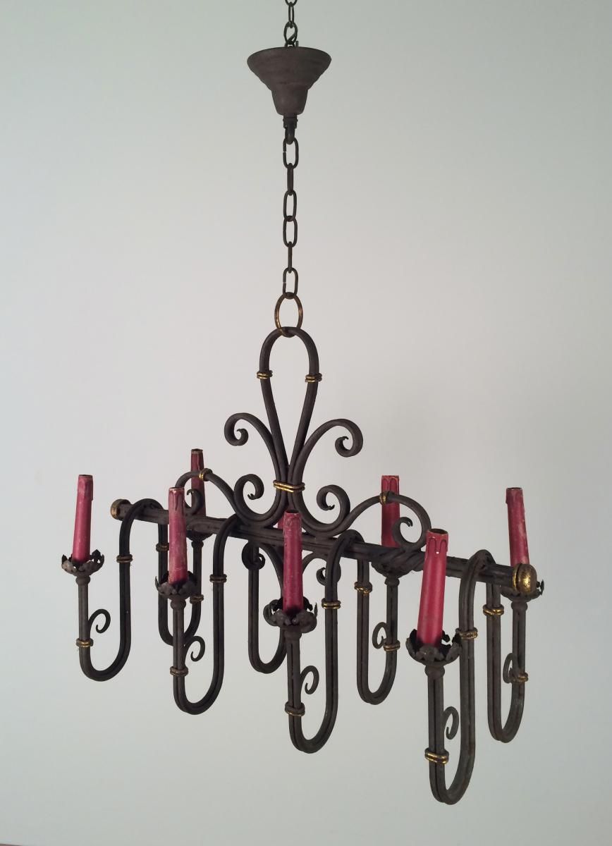Lustre en fer forgé. Vers 1920