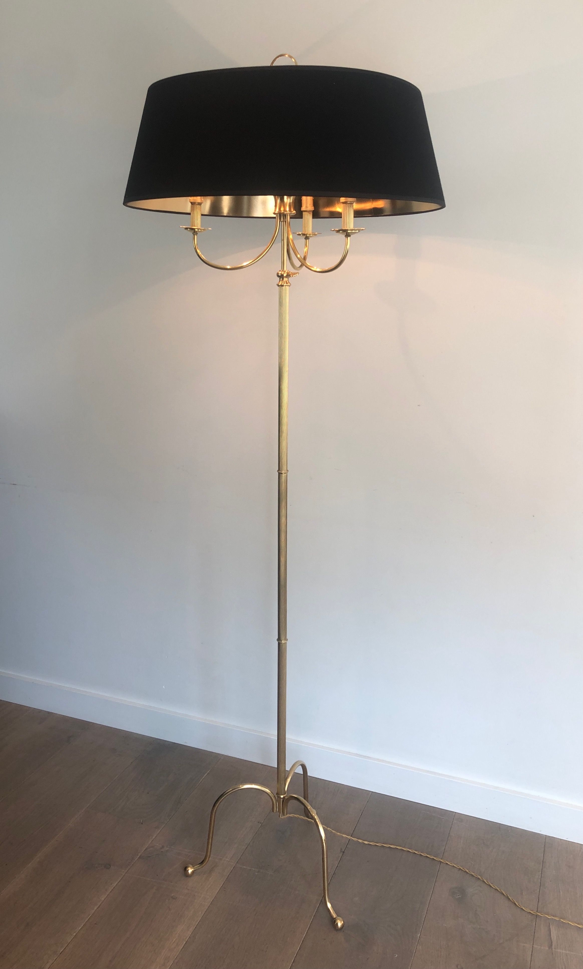 Adjustable Brass Floor Lamp in the style of Maison Jansen