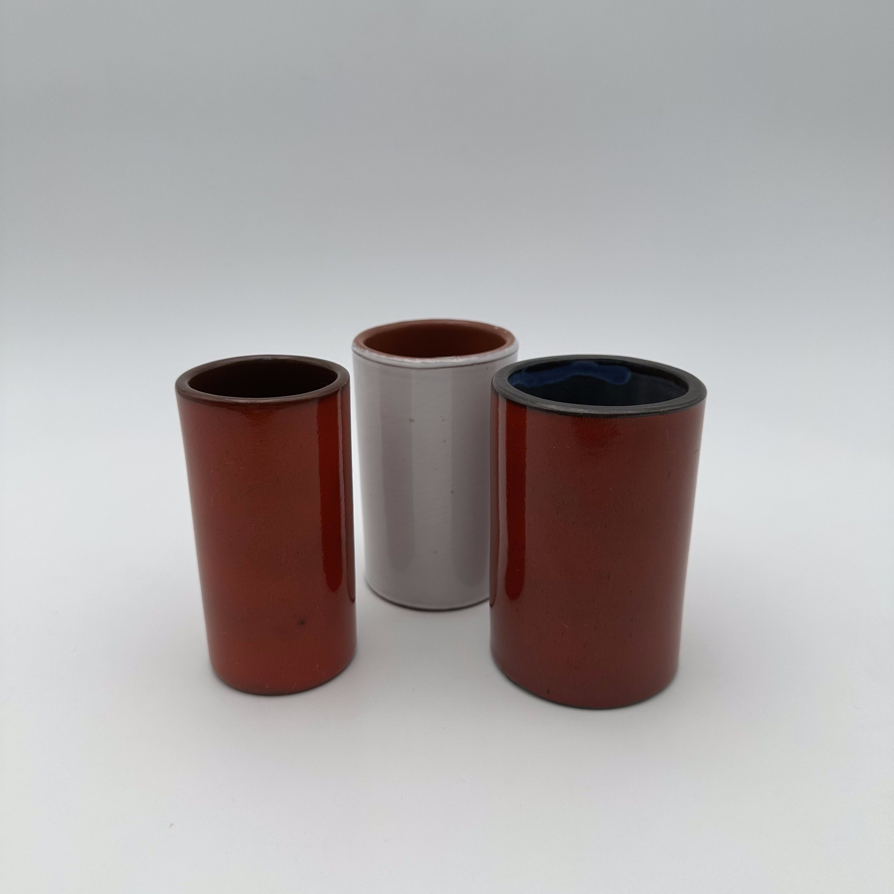 Set of Three Small Glazed Ceramic Vases, in the Style of Georges Jouve, 1950s