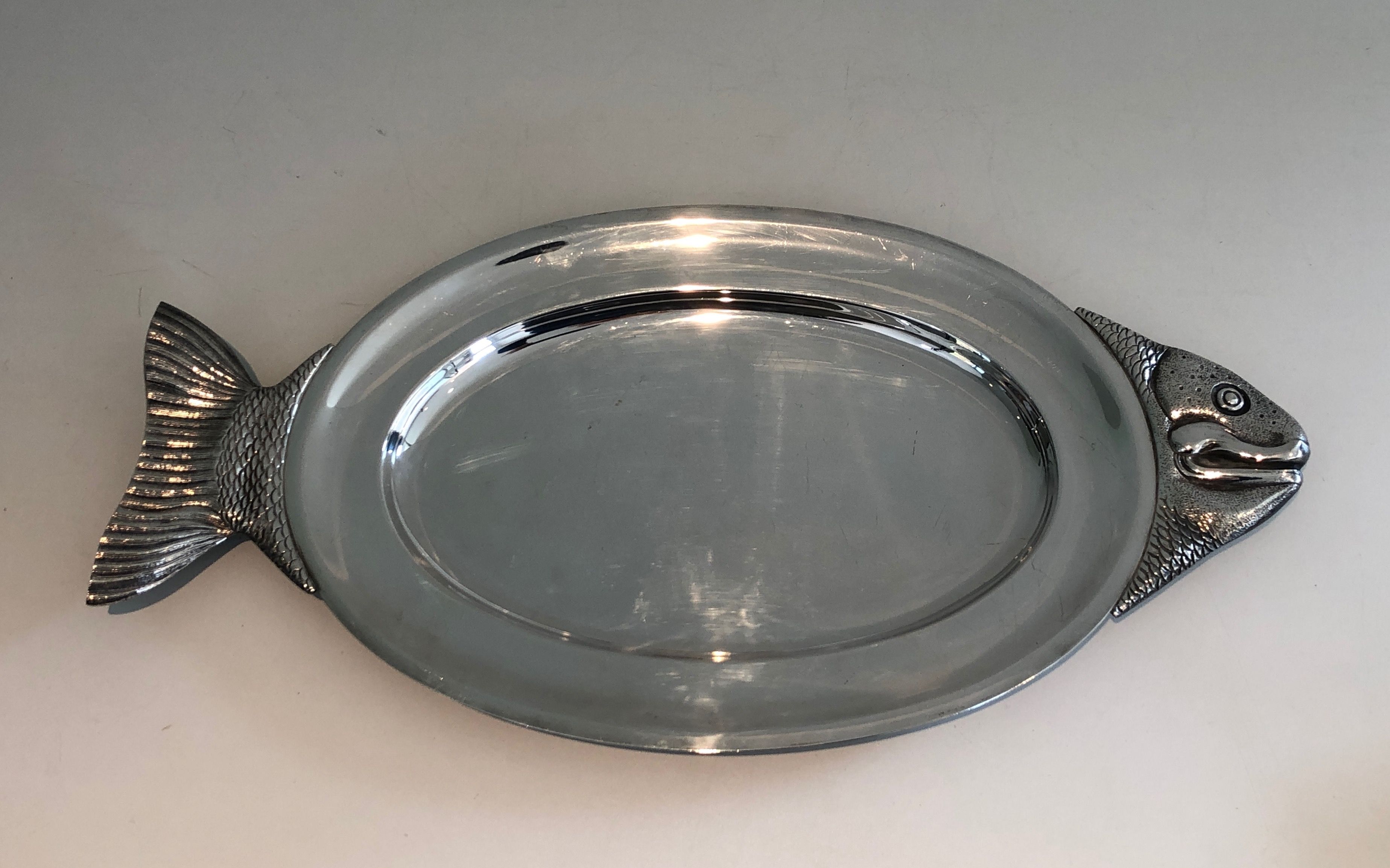 Silver Plated Dish Representing a Fish. Italian Work. Circa 1970