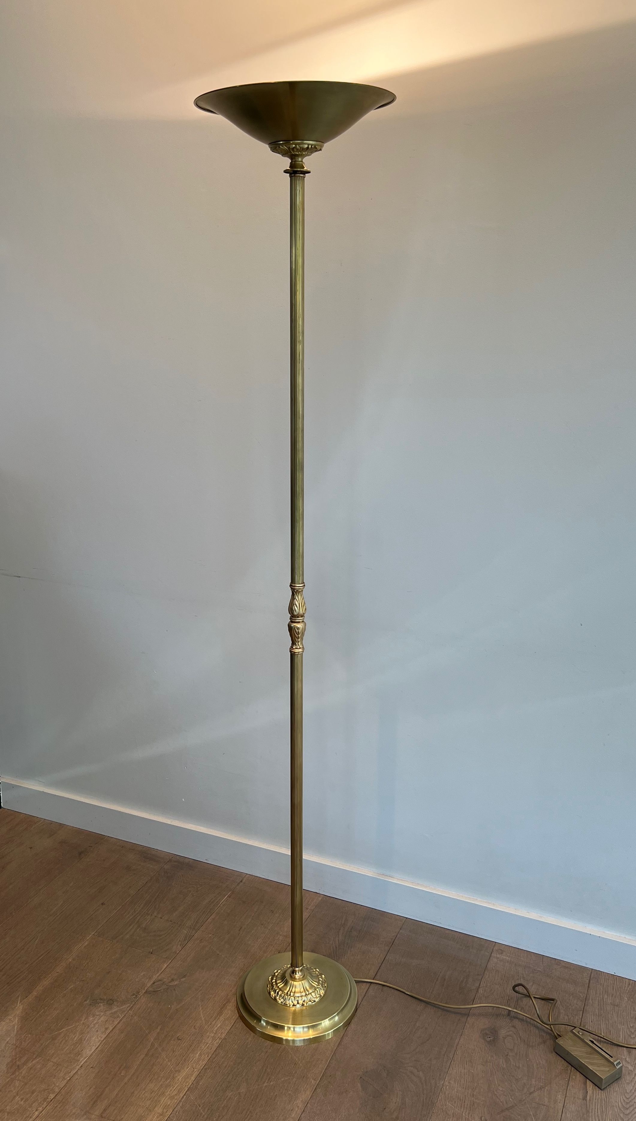 Neoclassical Style Brass Floor Lamp with removable reflector