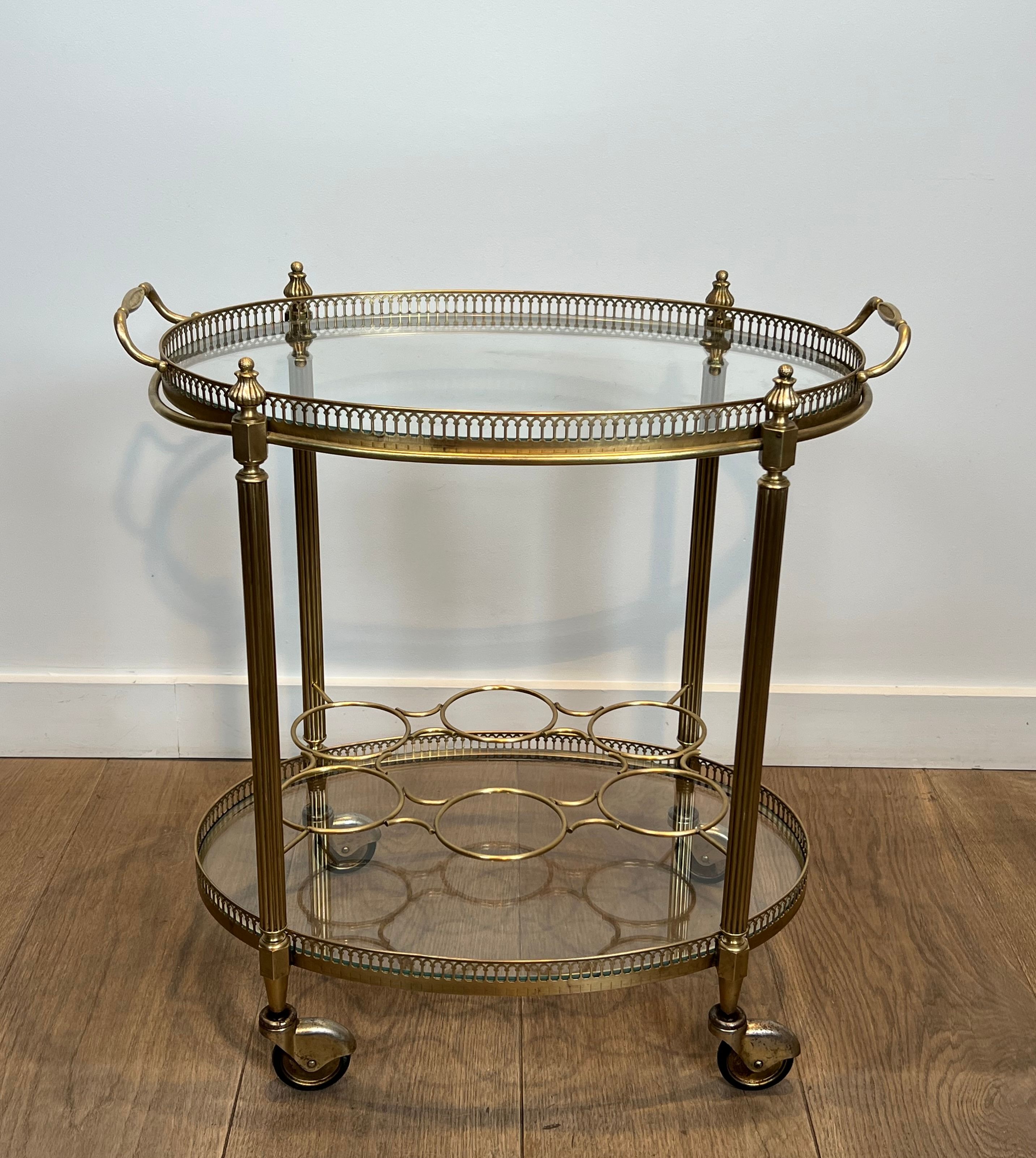 Oval Brass Drinks Trolley in The Style of Maison Jansen. Circa 1940