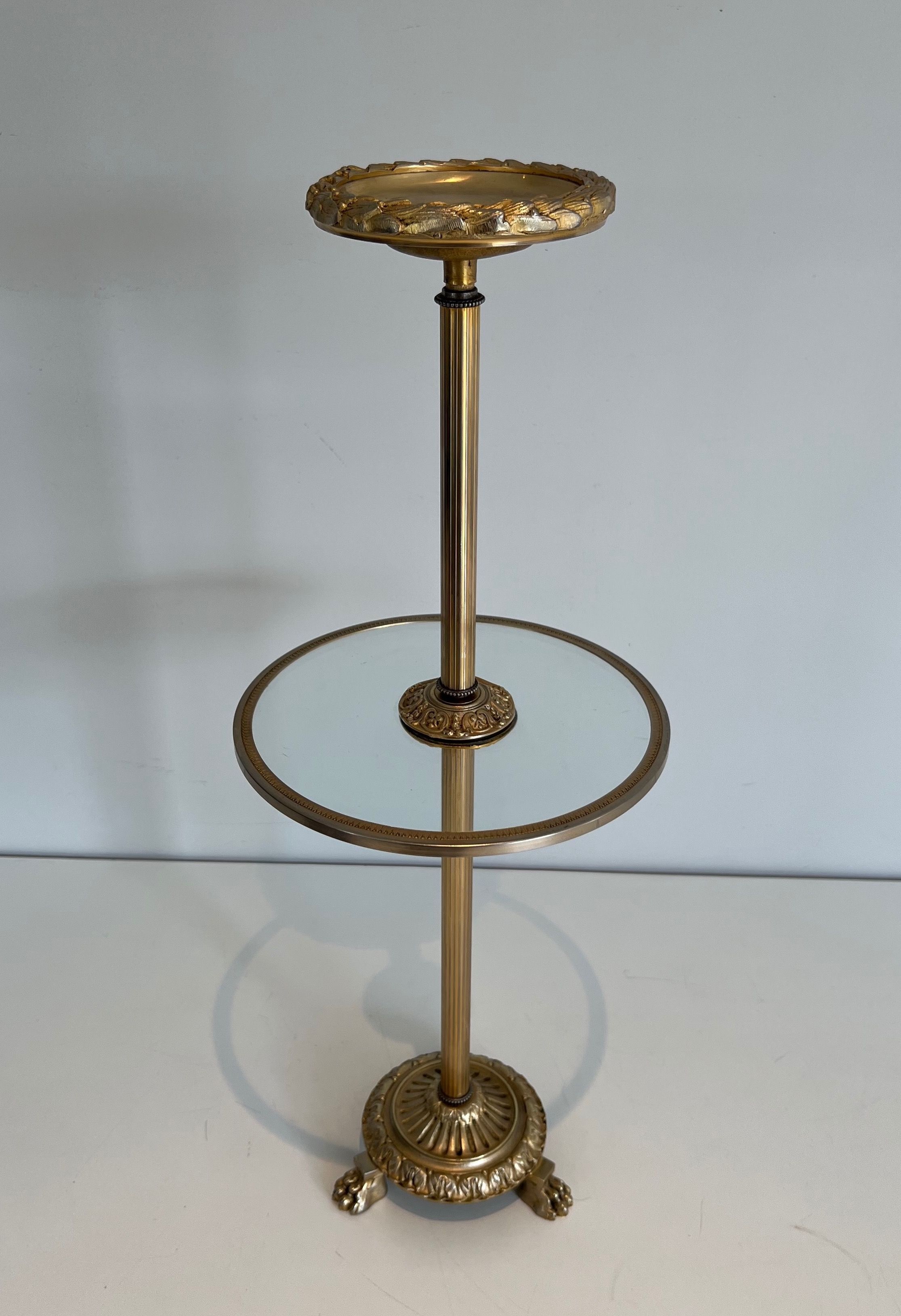 Bronze, Glass and Brass Ashtray on Stand by Maison Baguès