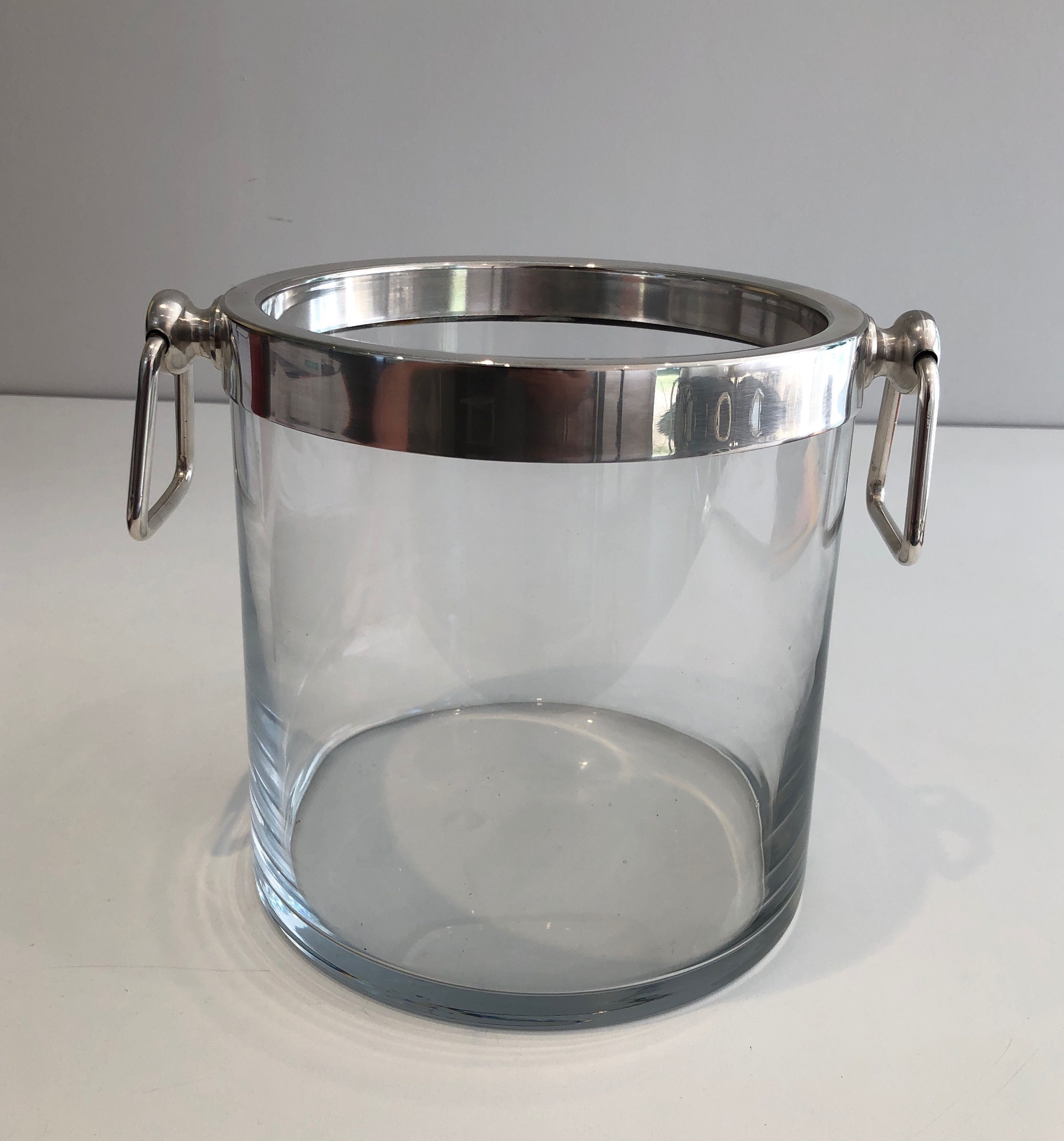 Silver Plated and Glass Champagne Bucket