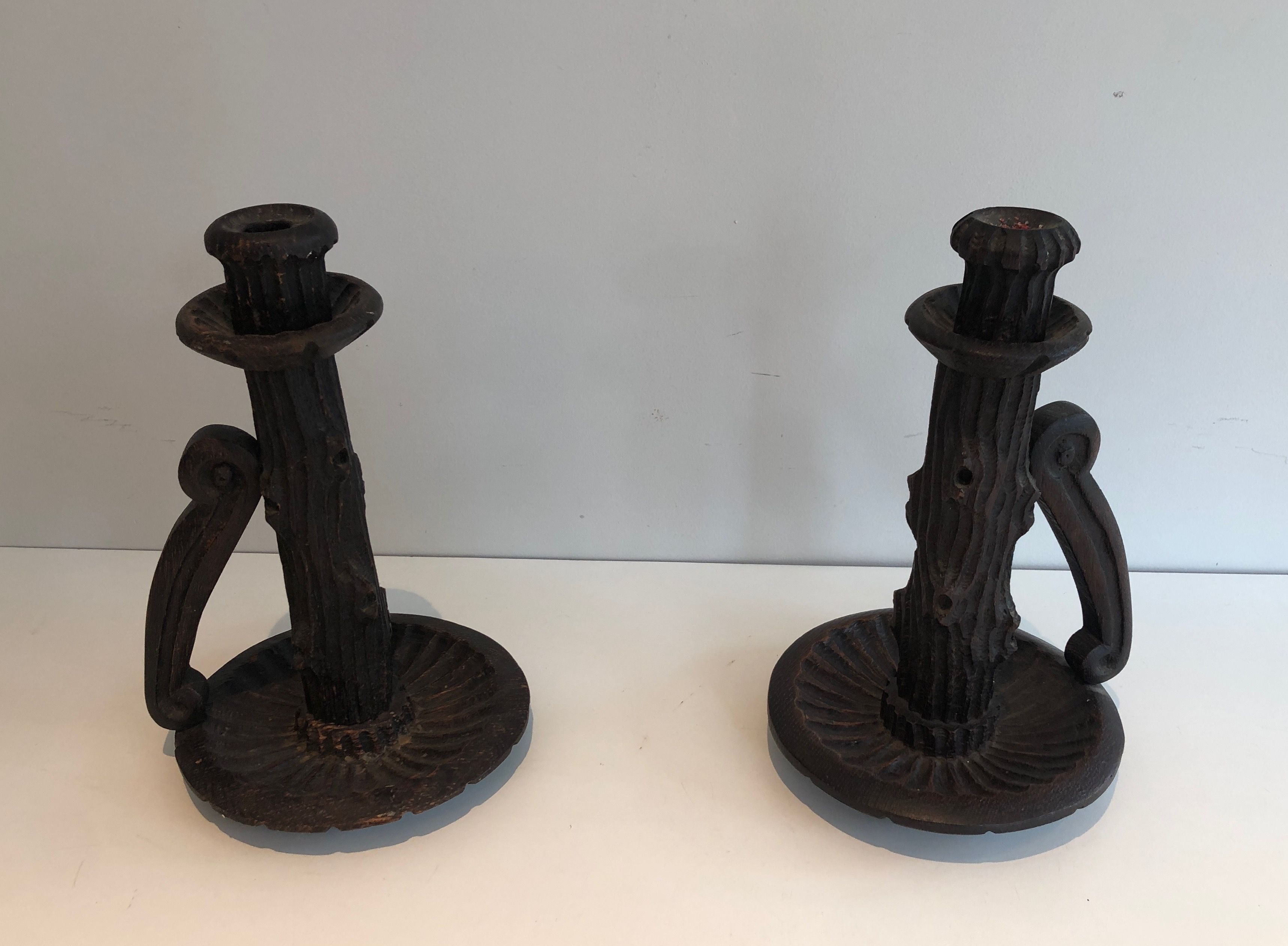 Pair of Brutalist Candle Holders