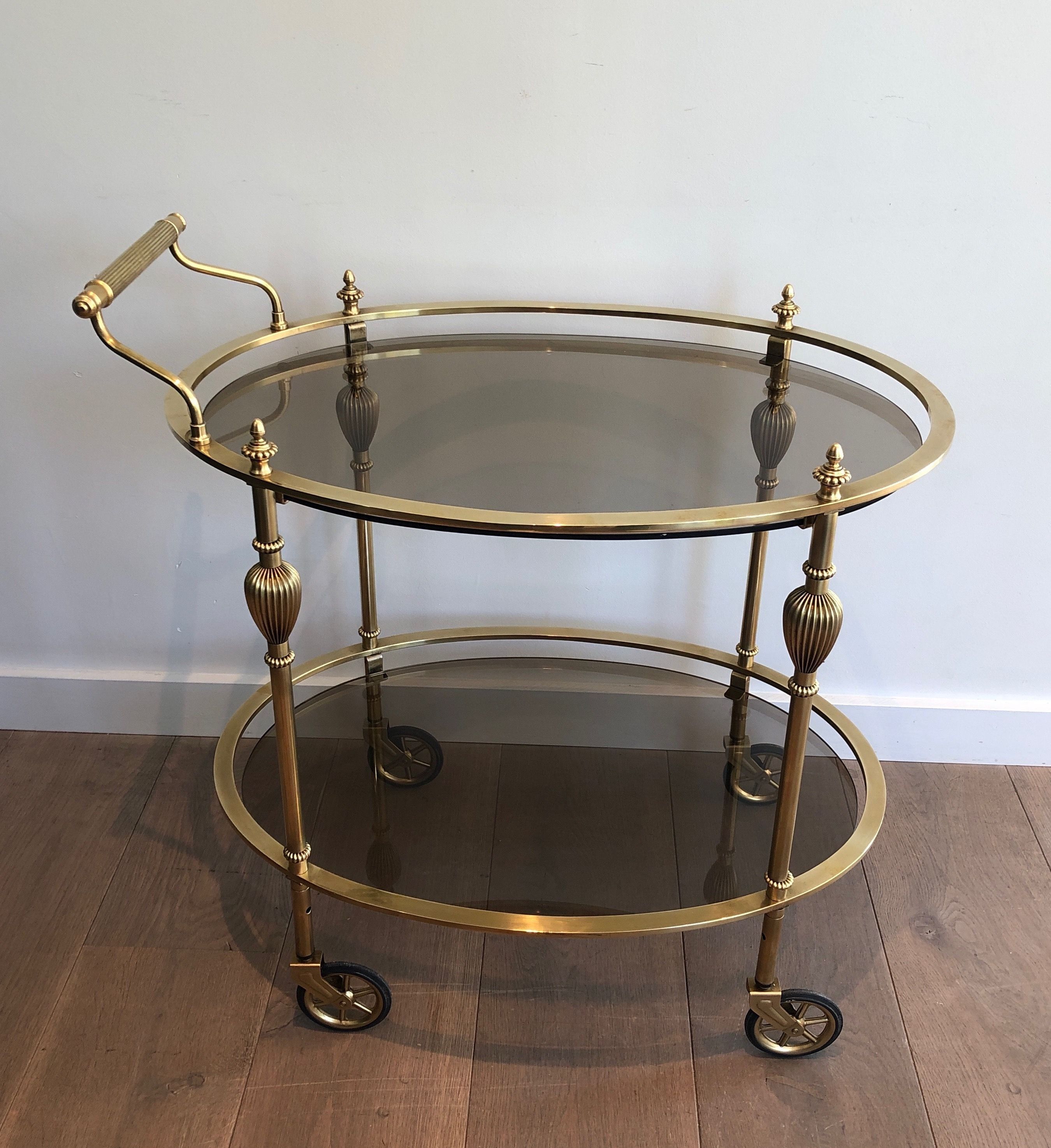 Ovale Brass Drinks Trolley Attributed to Maison Jansen