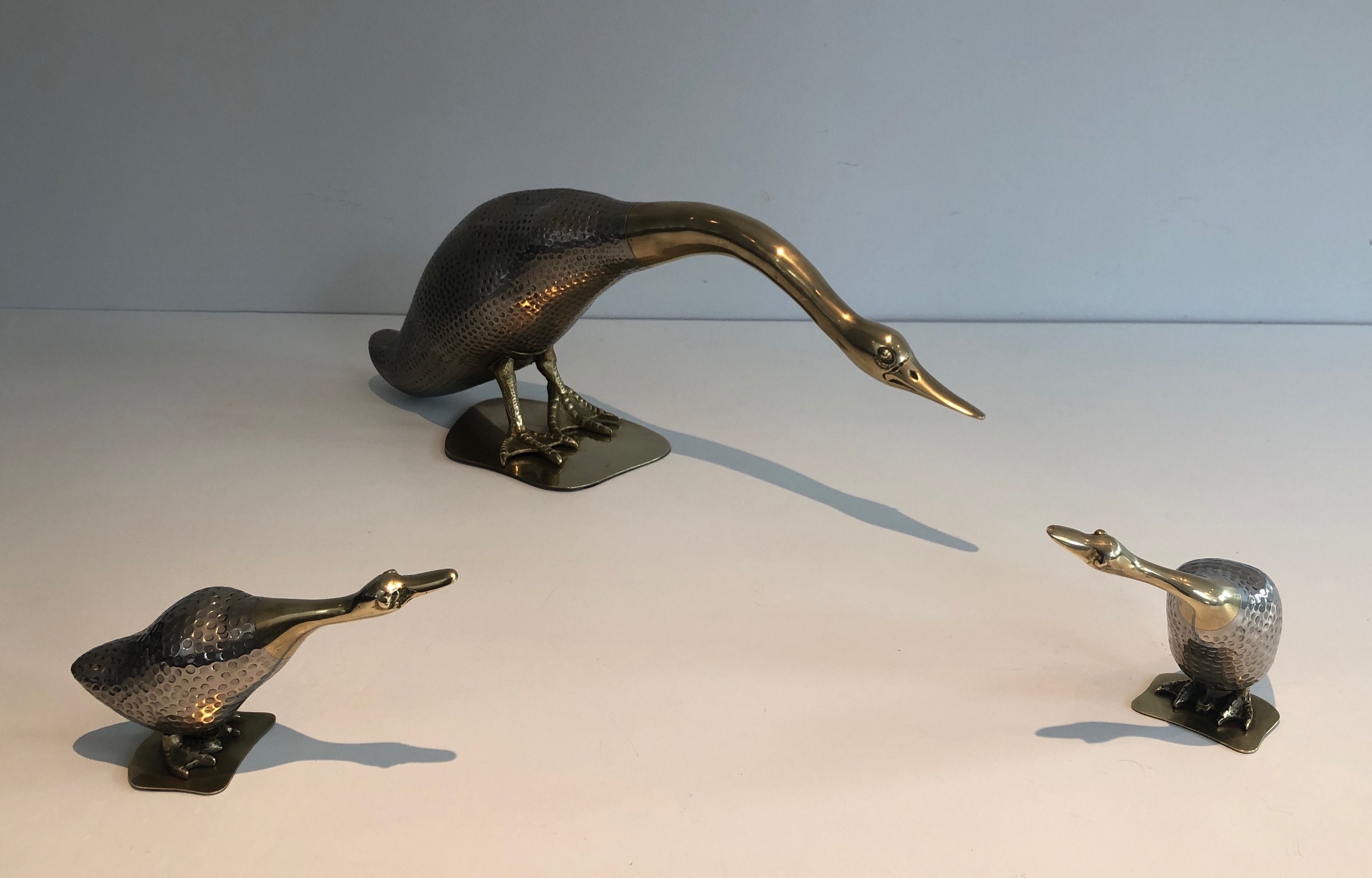 Set of Silvered and Brass Duck and her Ducklings