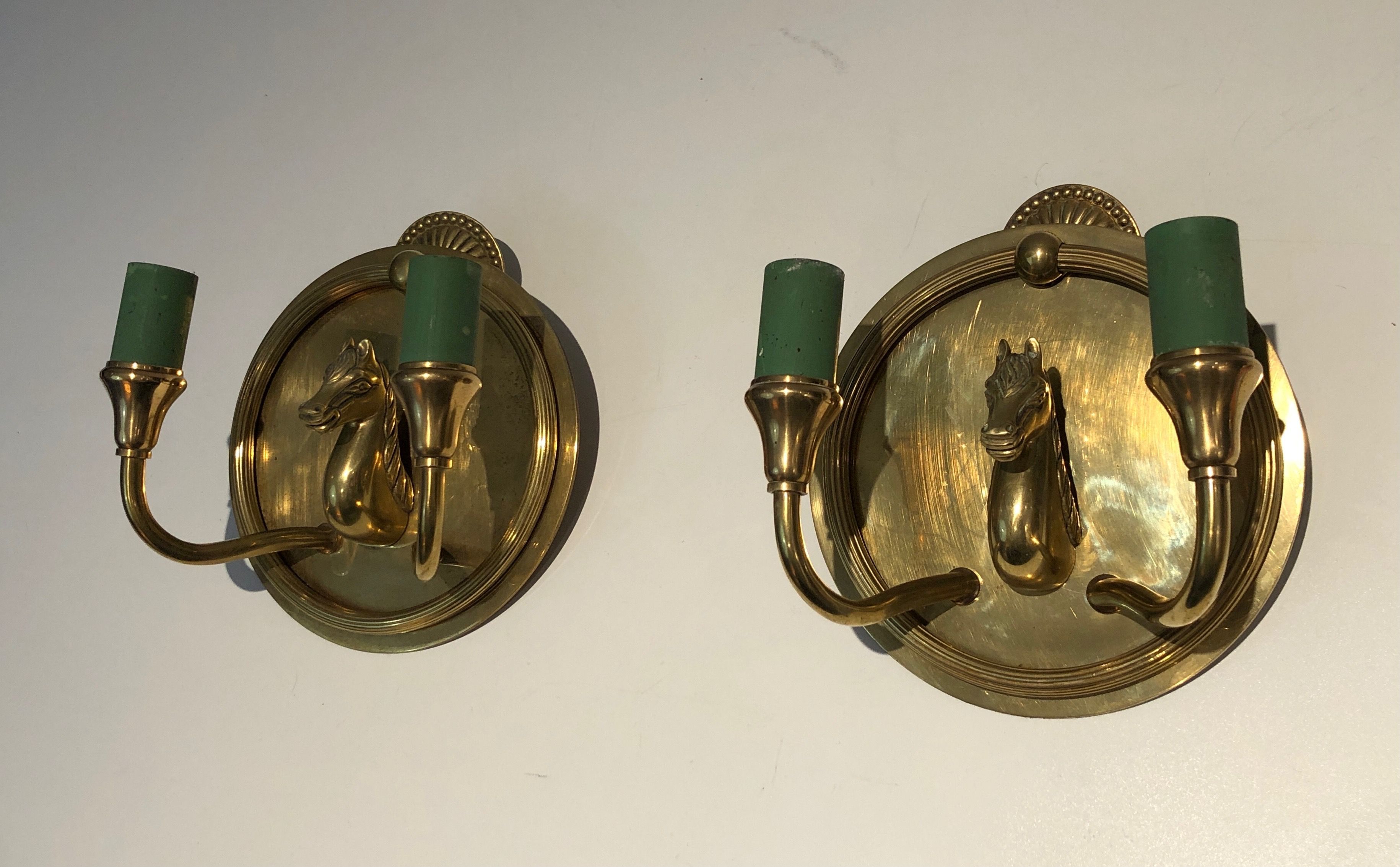 Pair of Horse Heads Wall Sconces