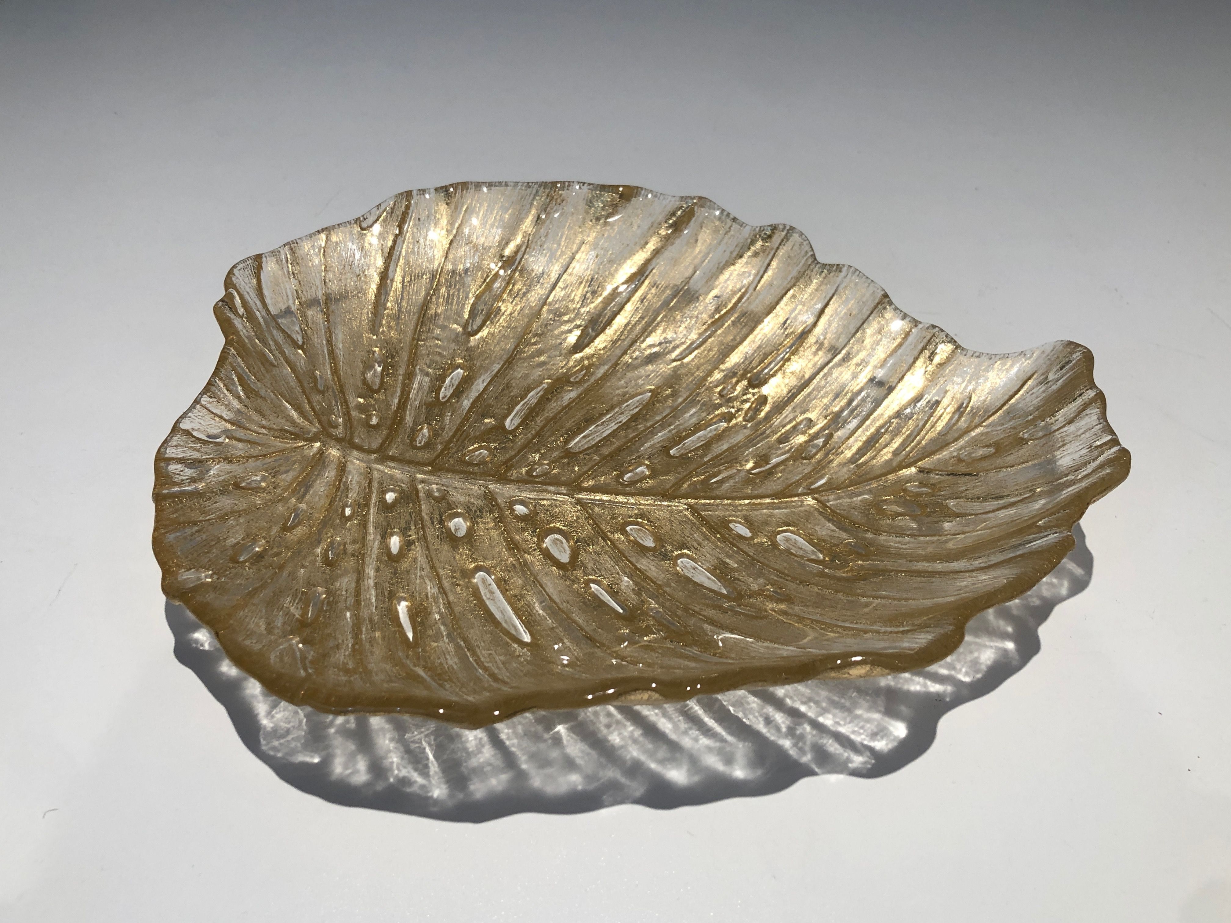 Vide-Poche en Forme de Feuille en Cristal de Murano